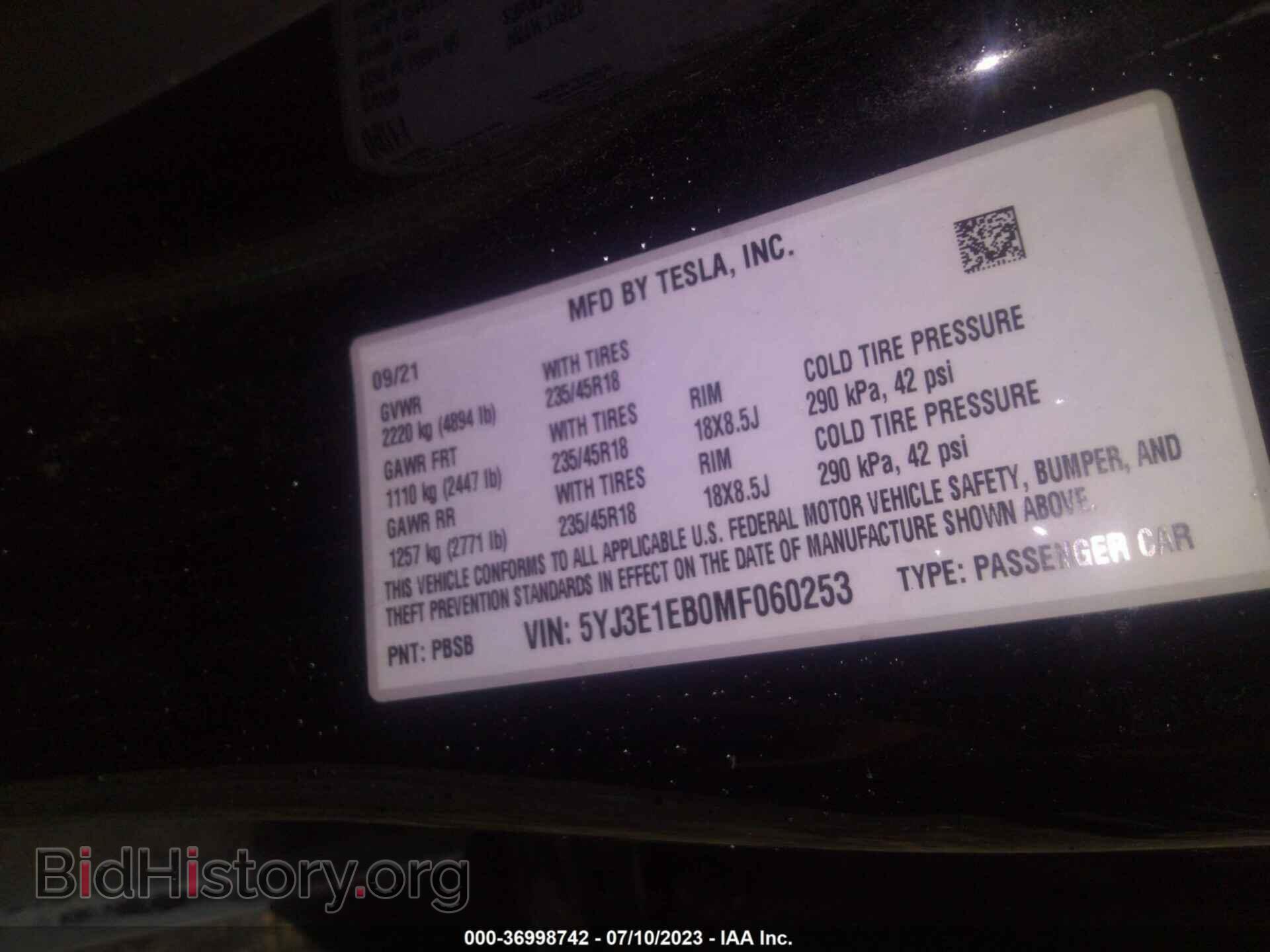 2021 TESLA MODEL 3 - VIN: 5YJ3E1EB0MF060253 - Photo 9