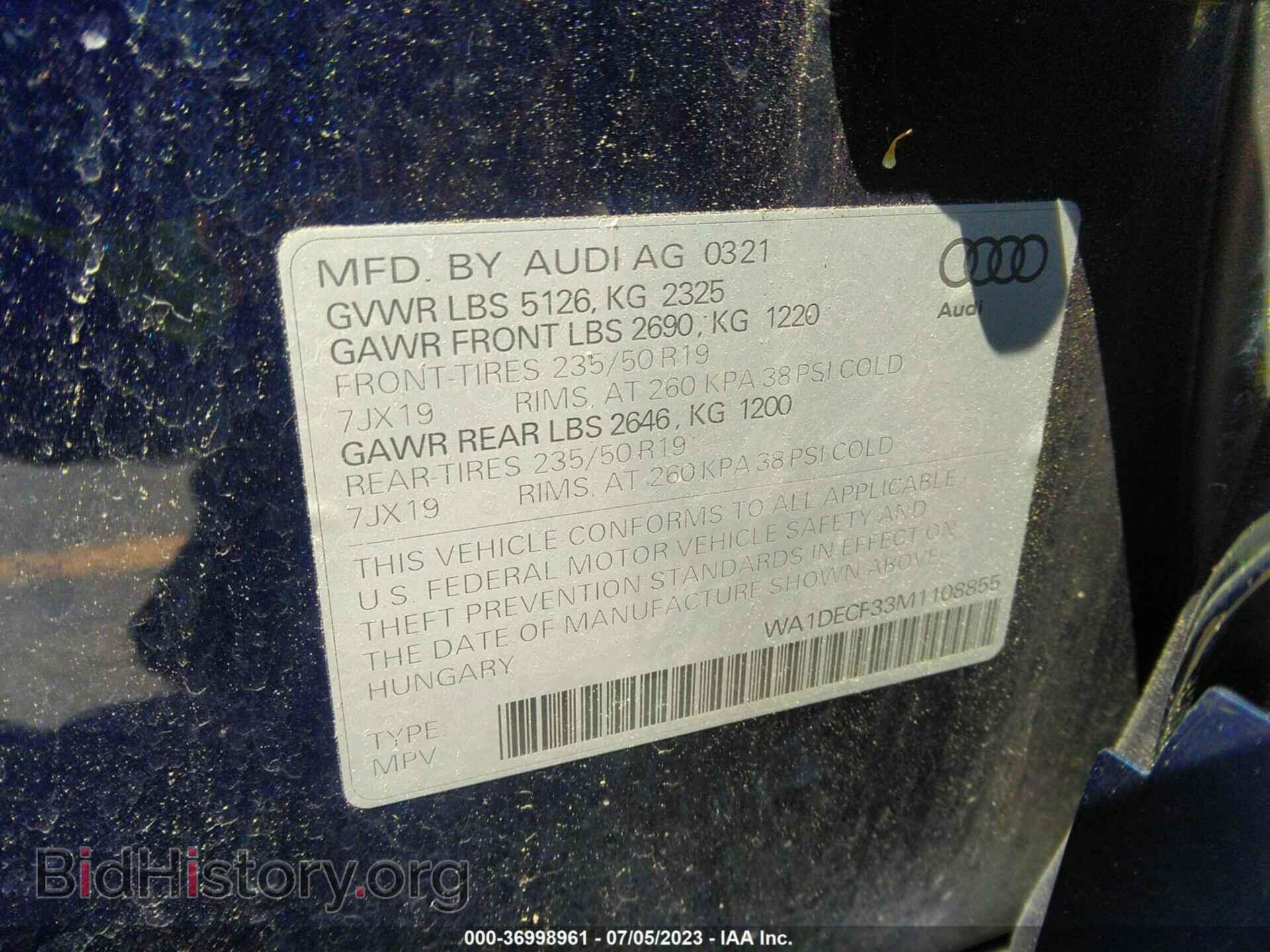 2021 AUDI Q3 - VIN: WA1DECF33M1108855 - Фото 9