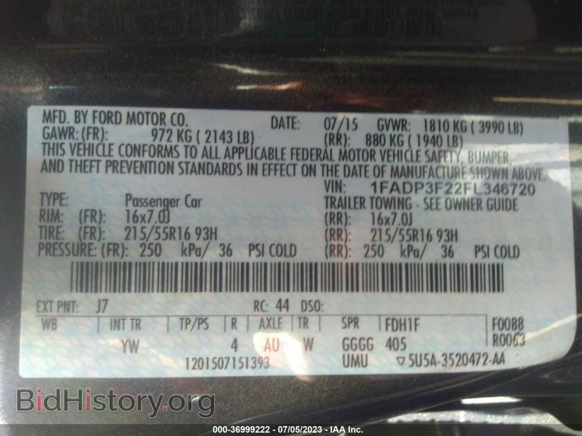 2015 FORD FOCUS - VIN: 1FADP3F22FL346720 - Фото 9