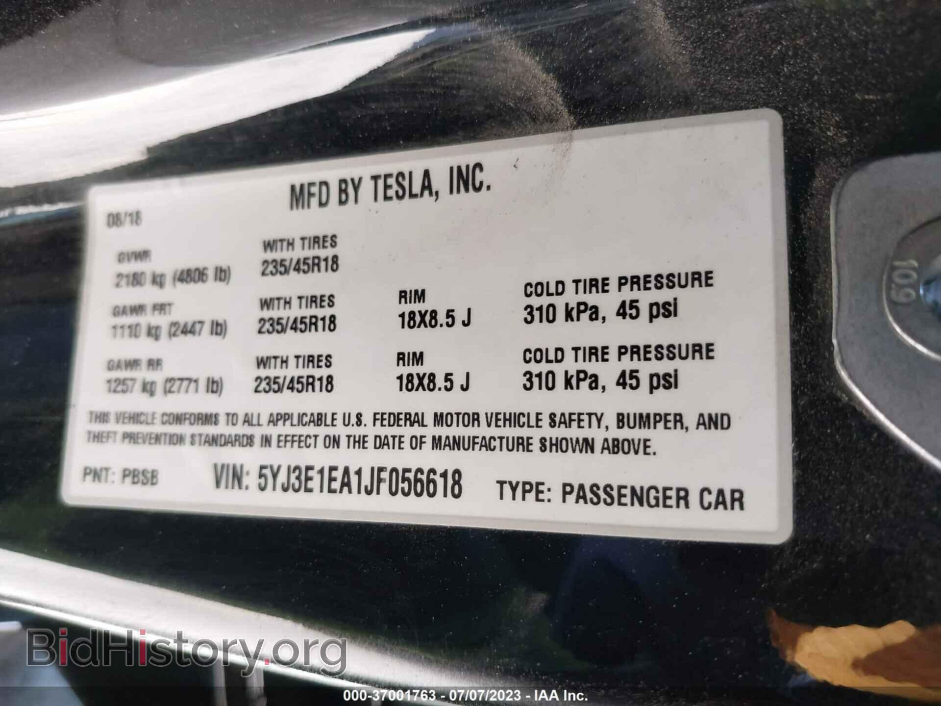 2018 TESLA MODEL 3 - VIN: 5YJ3E1EA1JF056618 - Photo 9