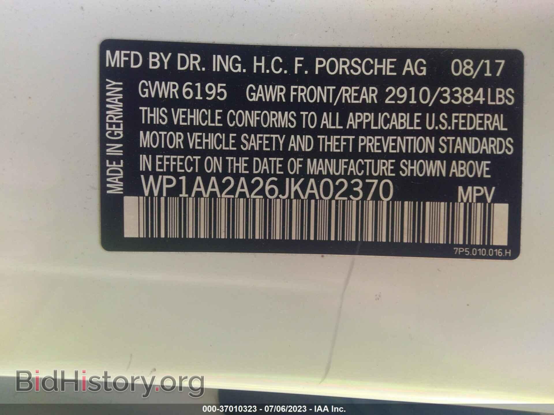2018 PORSCHE CAYENNE - VIN: WP1AA2A26JKA02370 - Фото 9