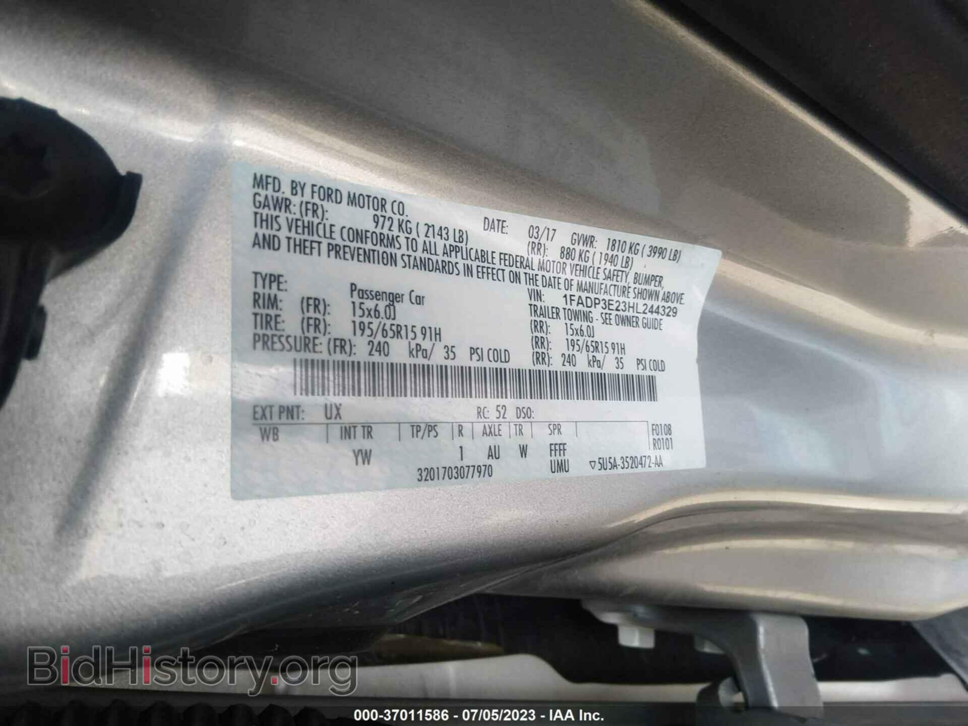 2017 FORD FOCUS - VIN: 1FADP3E23HL244329 - Фото 9