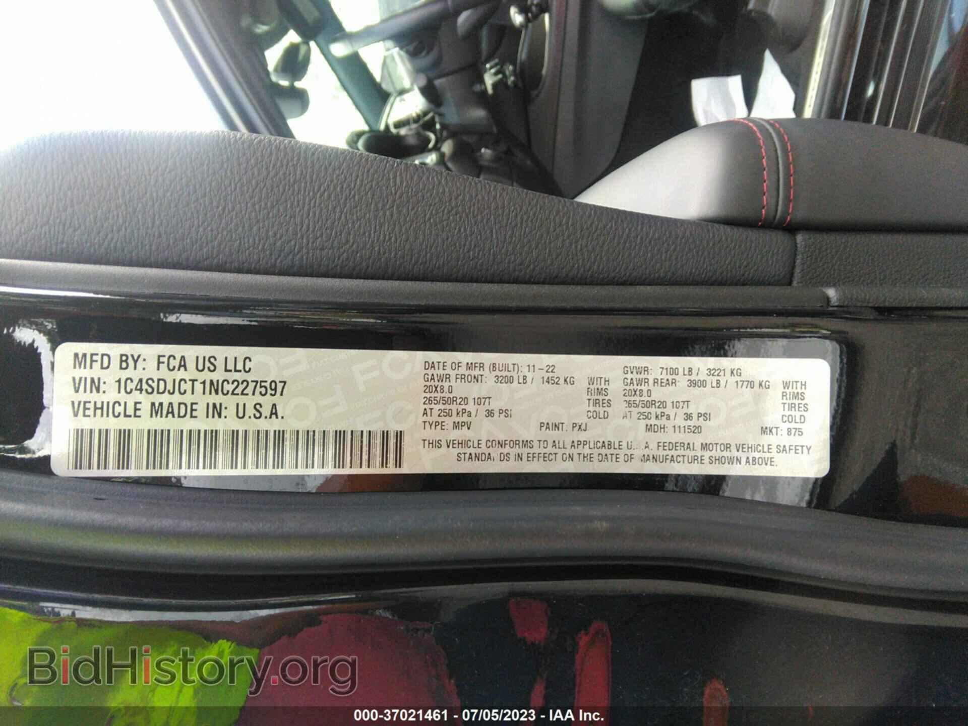 2022 DODGE DURANGO - VIN: 1C4SDJCT1NC227597 - Фото 9