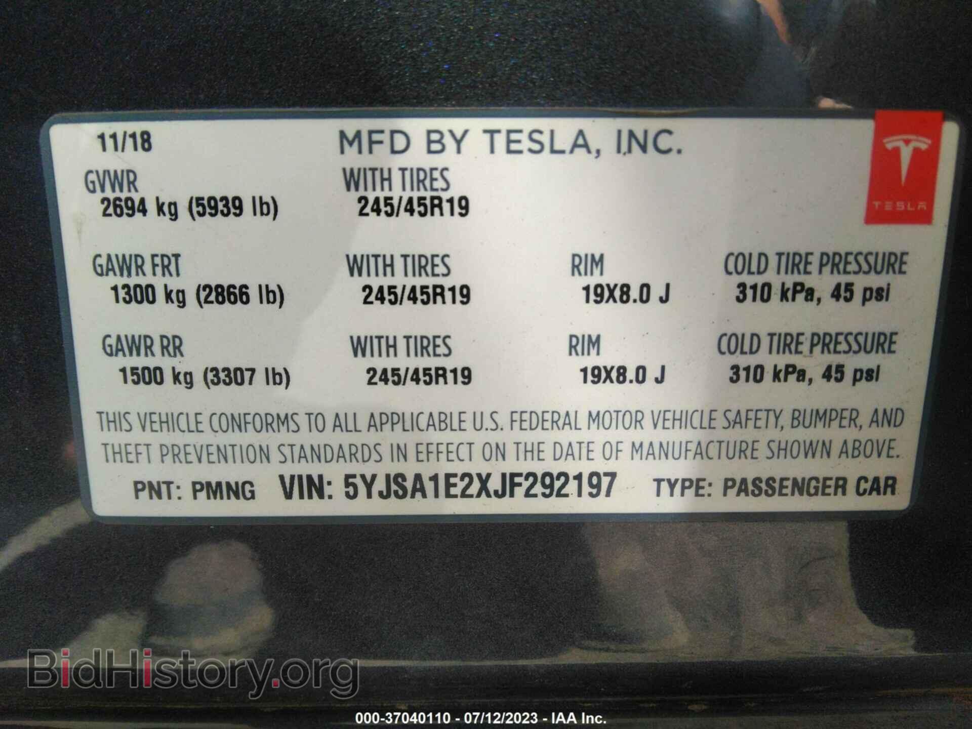 2018 TESLA MODEL S - VIN: 5YJSA1E2XJF292197 - Photo 9