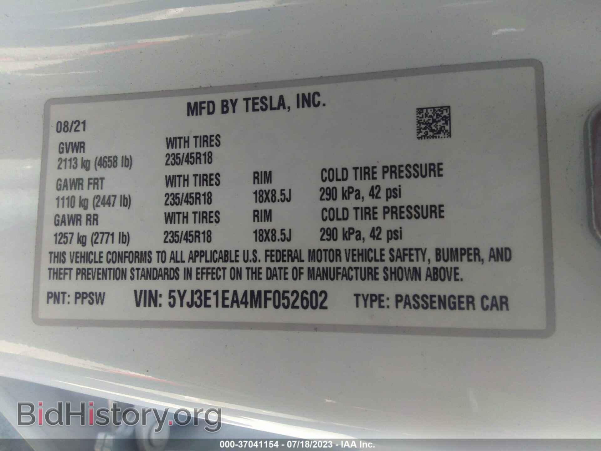 2021 TESLA MODEL 3 - VIN: 5YJ3E1EA4MF052602 - Photo 9
