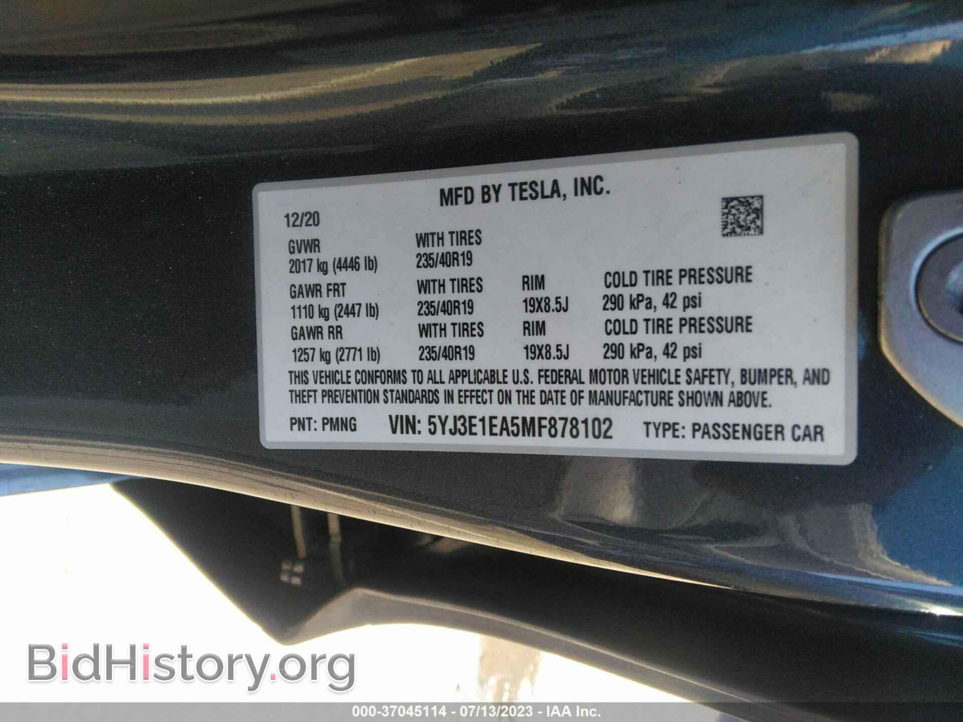 2021 TESLA MODEL 3 - VIN: 5YJ3E1EA5MF878102 - Фото 9