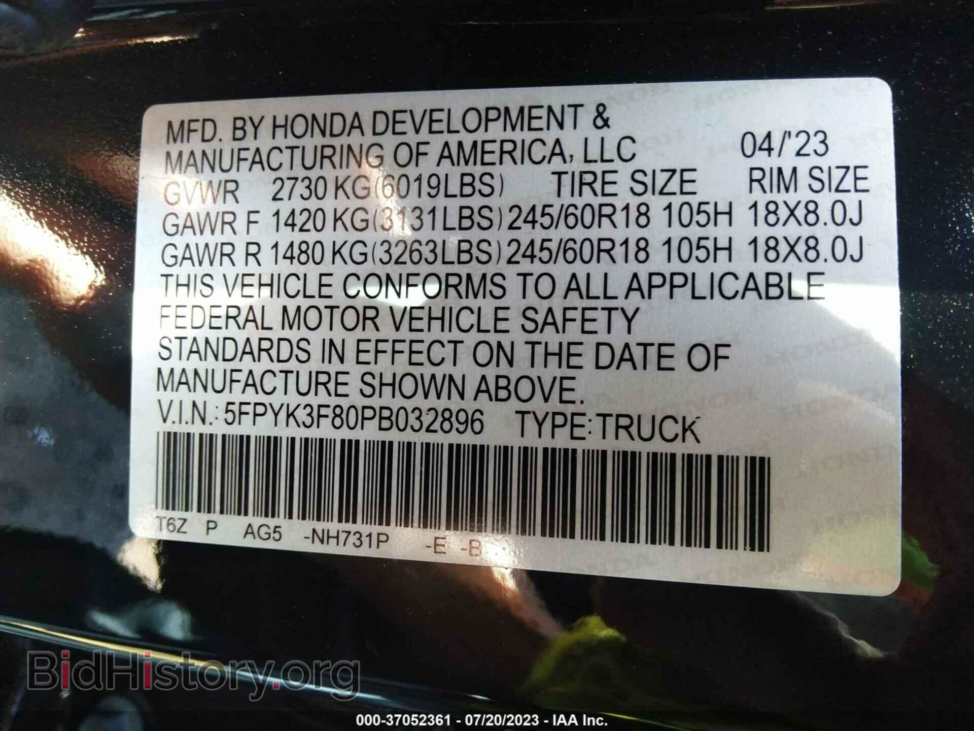 2023 HONDA RIDGELINE - VIN: 5FPYK3F80PB032896 - Фото 9