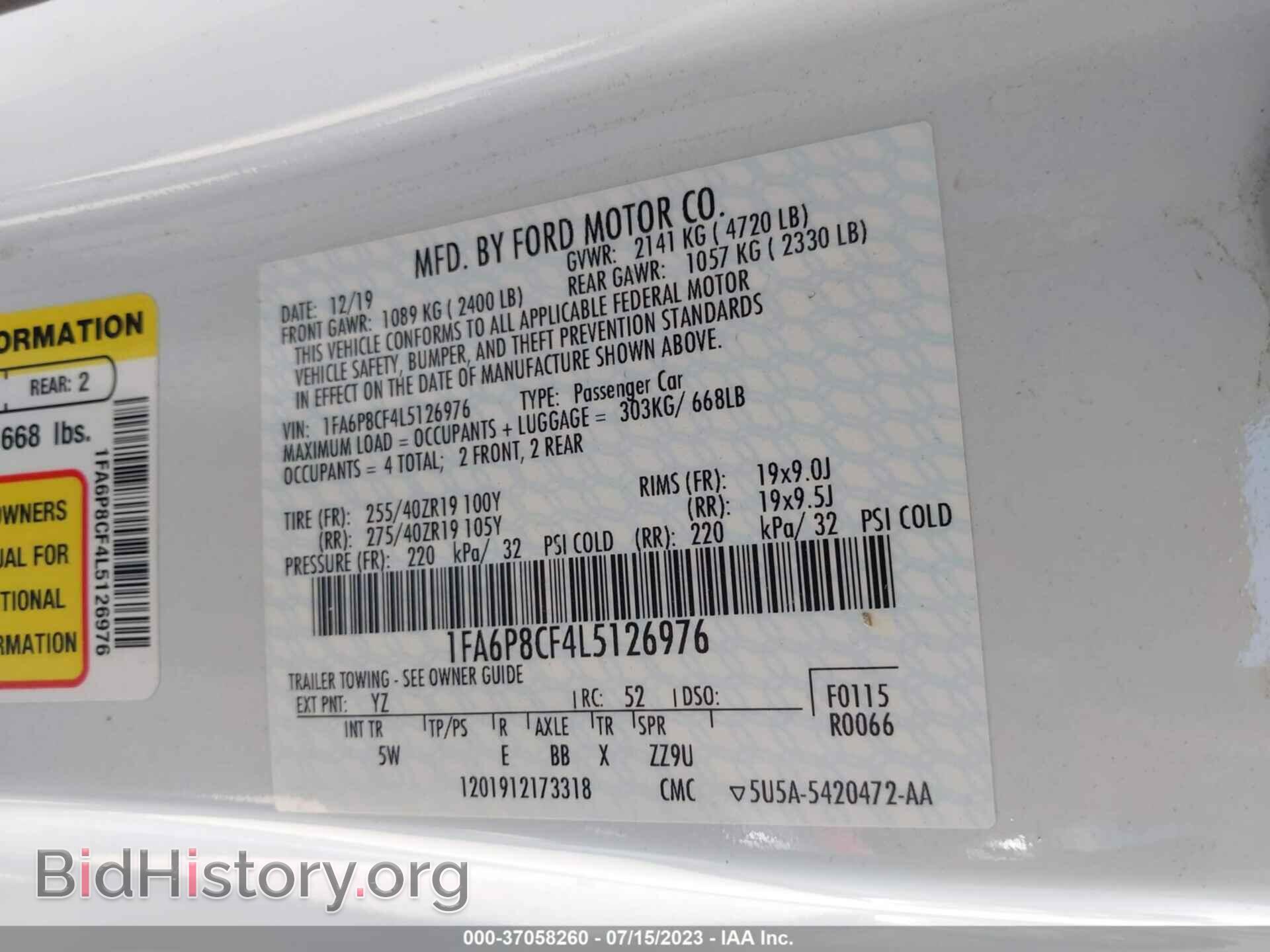 2020 FORD MUSTANG - VIN: 1FA6P8CF4L5126976 - Фото 9