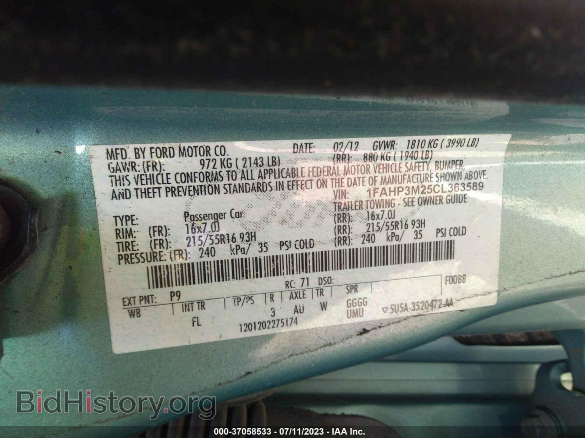 2012 FORD FOCUS - VIN: 1FAHP3M25CL363589 - Фото 9