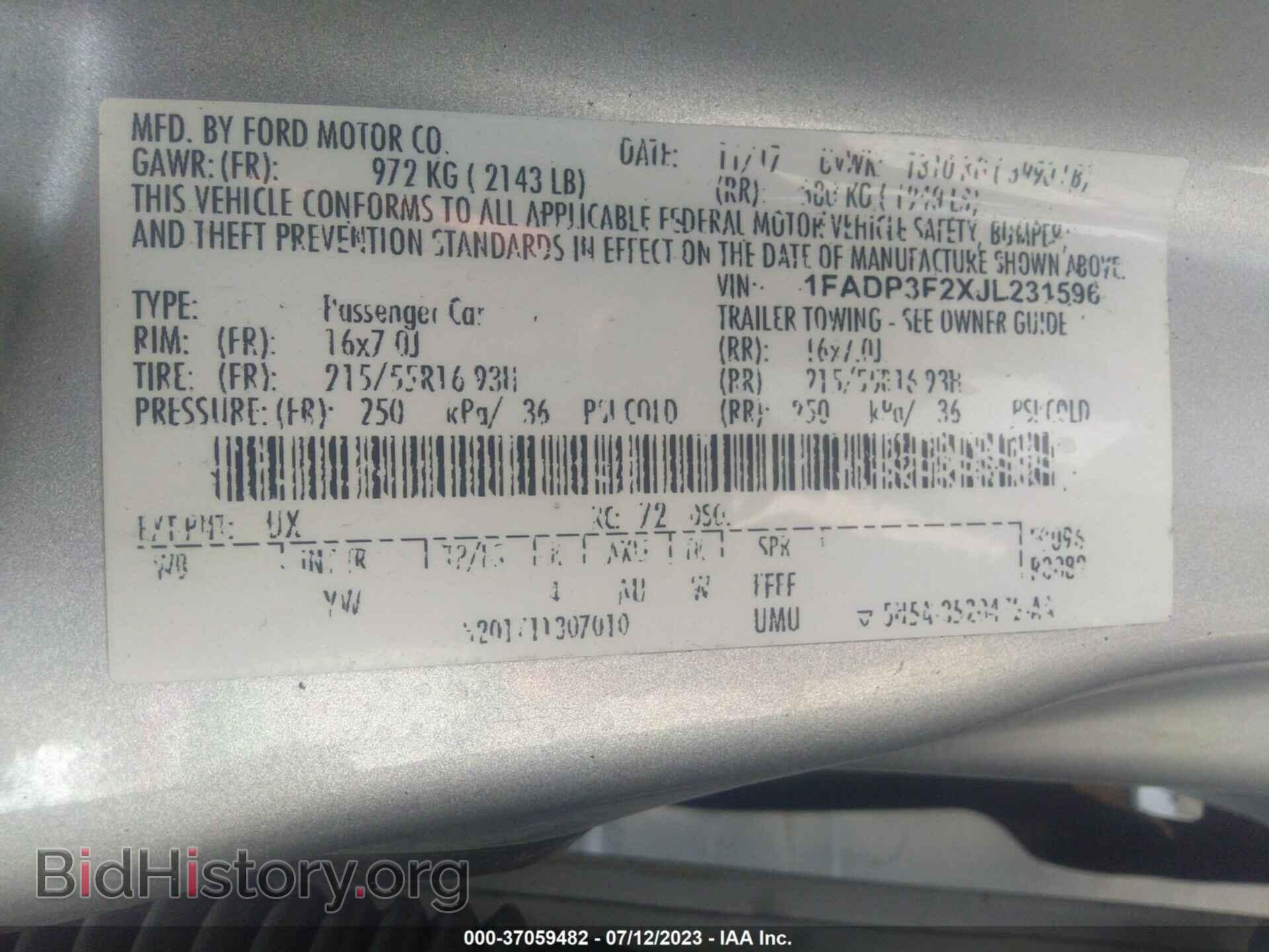 2018 FORD FOCUS - VIN: 1FADP3F2XJL231596 - Фото 9