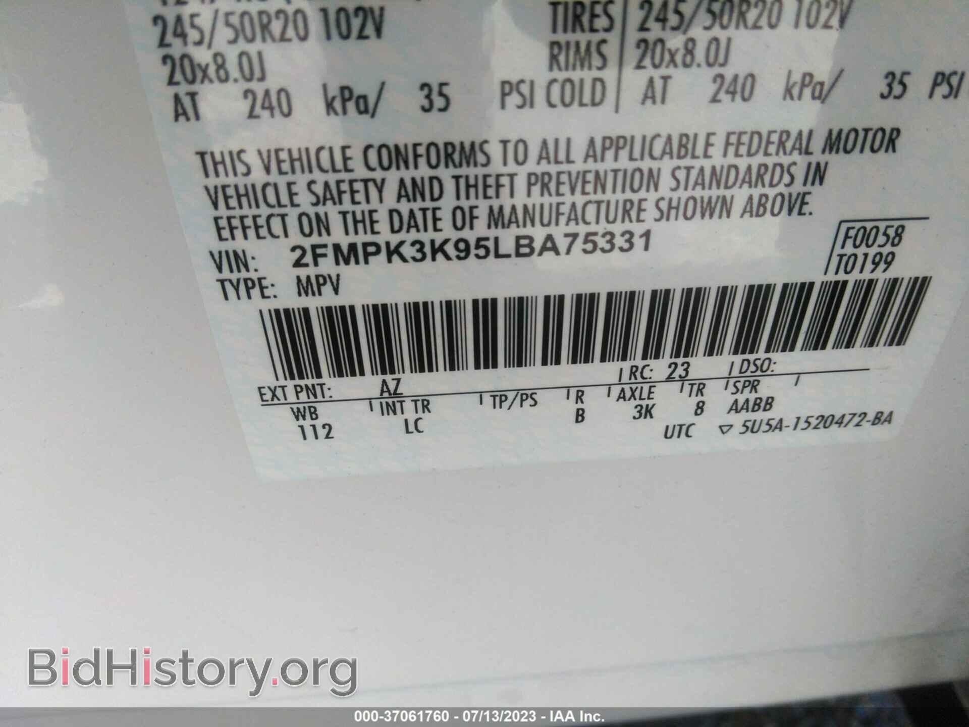 2020 FORD EDGE - VIN: 2FMPK3K95LBA75331 - Photo 9