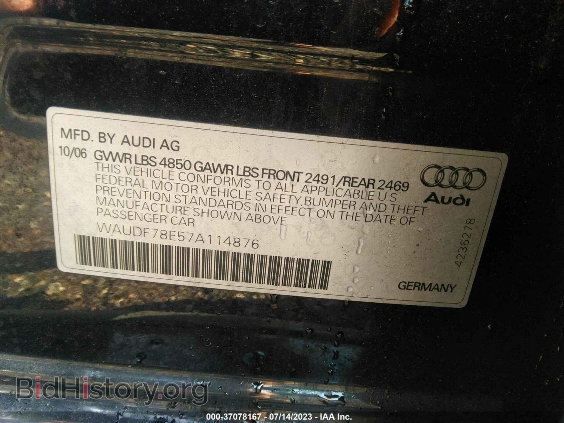 2007 AUDI A4 - VIN: WAUDF78E57A114876 - Photo 9