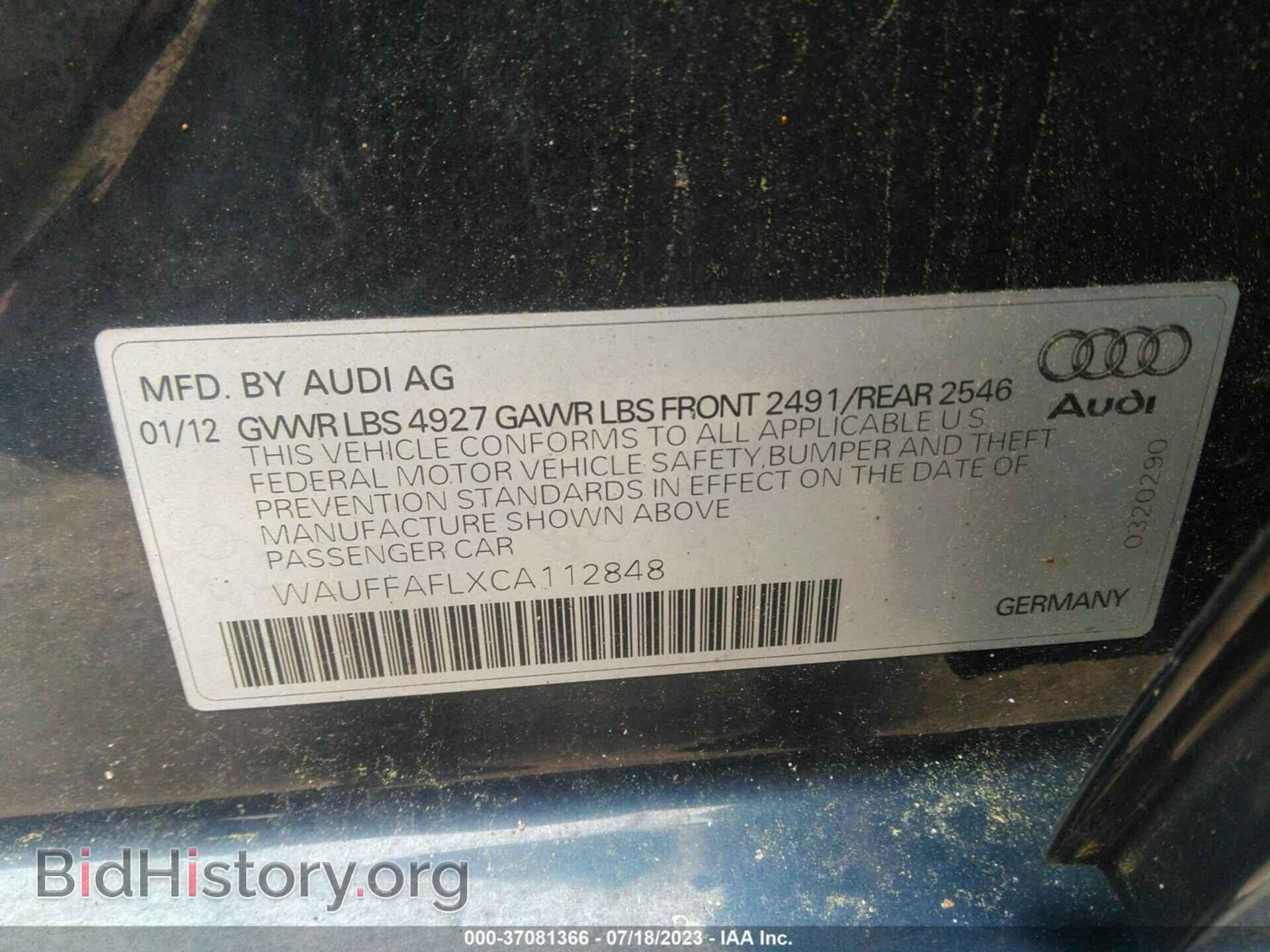 2012 AUDI A4 - VIN: WAUFFAFLXCA112848 - Фото 9