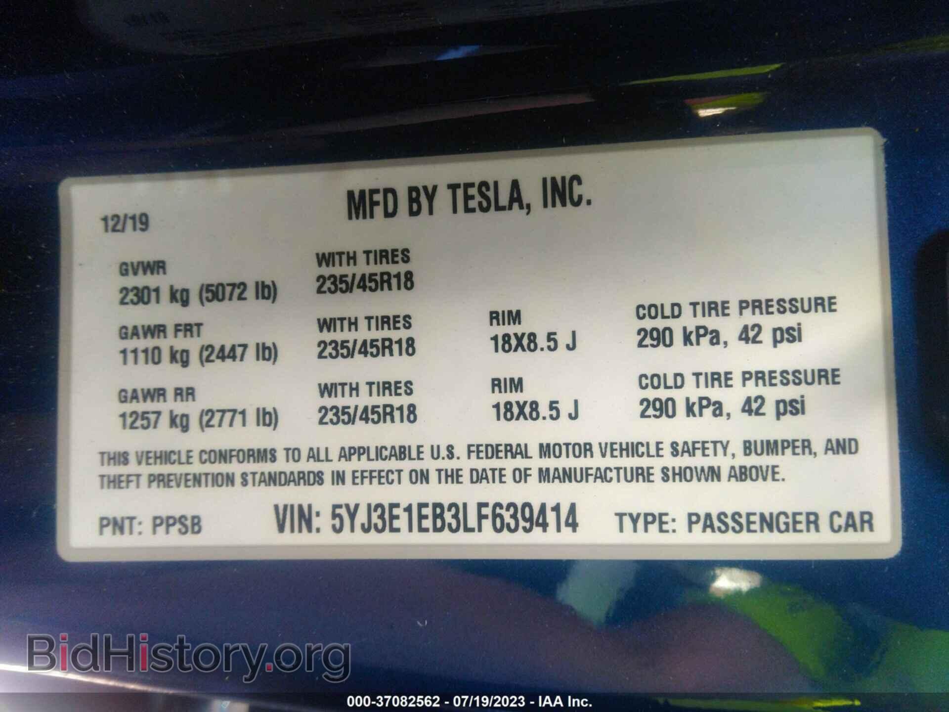 2020 TESLA MODEL 3 - VIN: 5YJ3E1EB3LF639414 - Photo 9