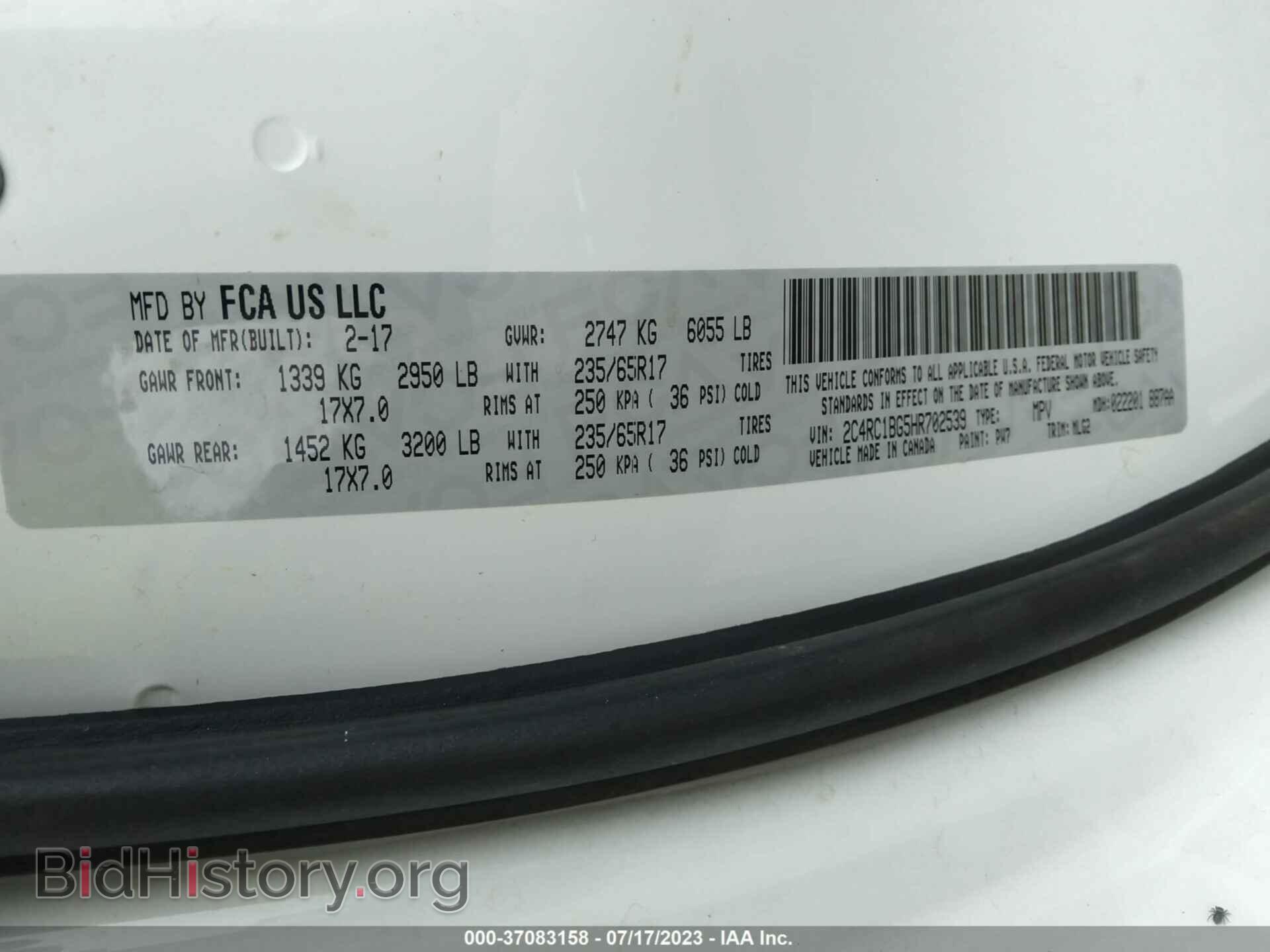 2017 CHRYSLER PACIFICA - VIN: 2C4RC1BG5HR702539 - Photo 9