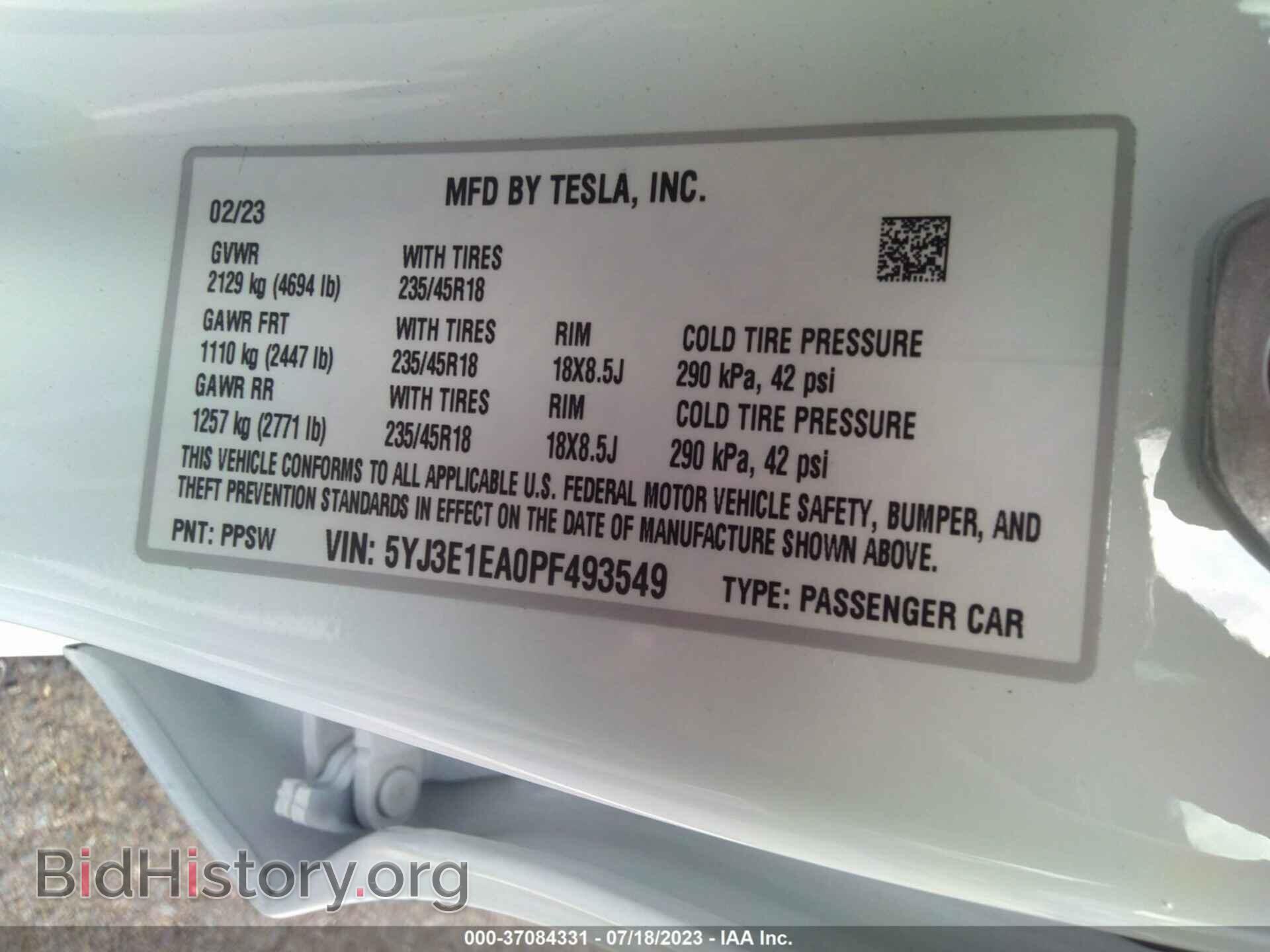 2023 TESLA MODEL 3 - VIN: 5YJ3E1EA0PF493549 - Photo 9