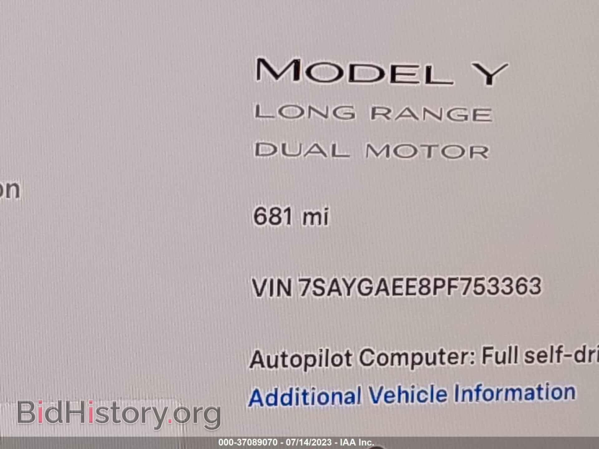 2023 TESLA MODEL Y - VIN: 7SAYGAEE8PF753363 - Фото 14