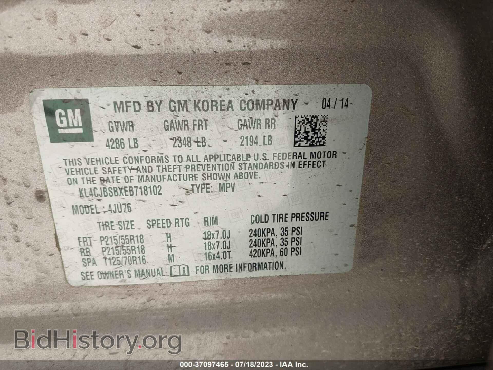 2014 BUICK ENCORE - VIN: KL4CJBSBXEB718102 - Photo 9