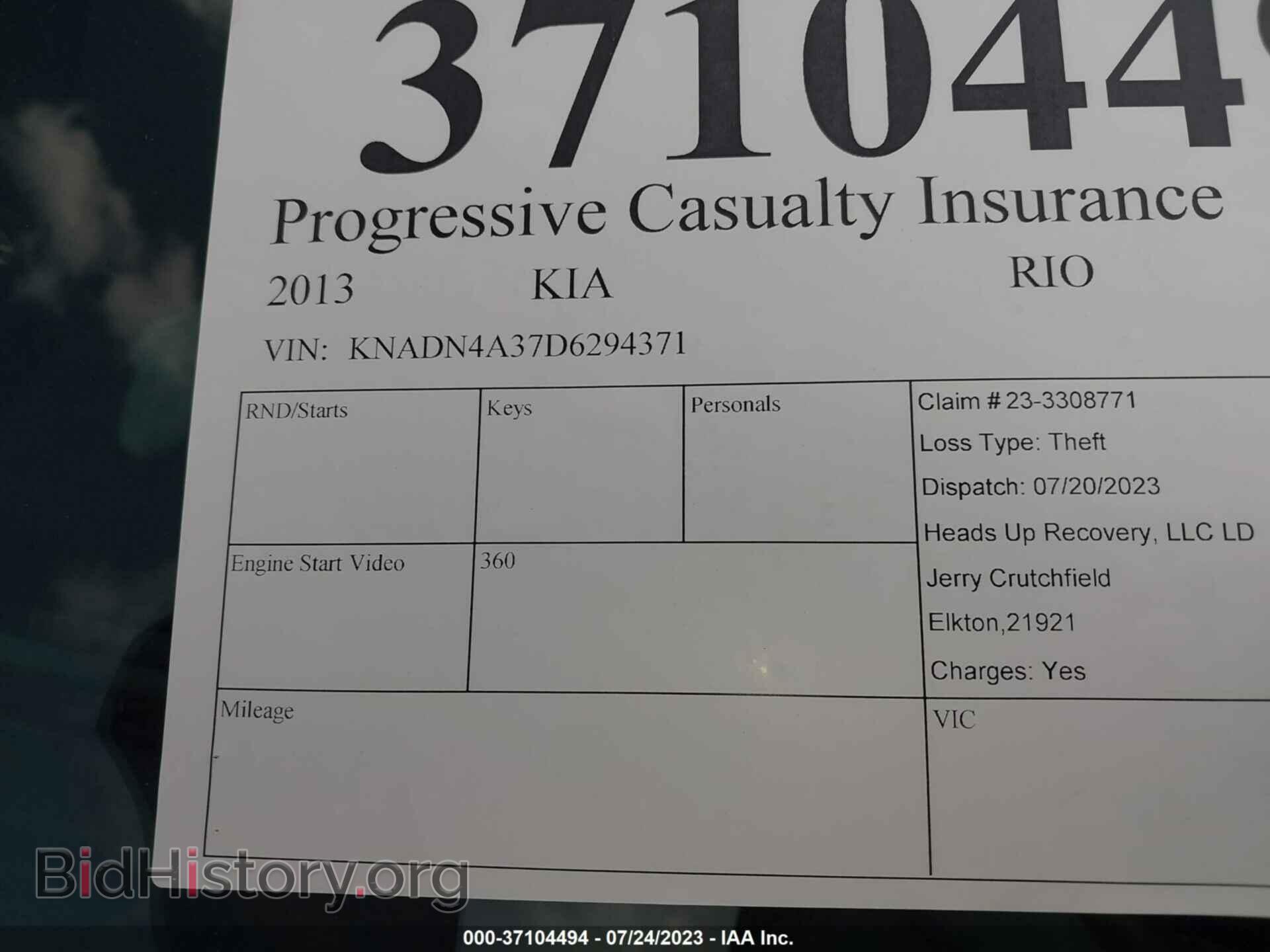 2013 KIA RIO - VIN: KNADN4A37D6294371 - Photo 9