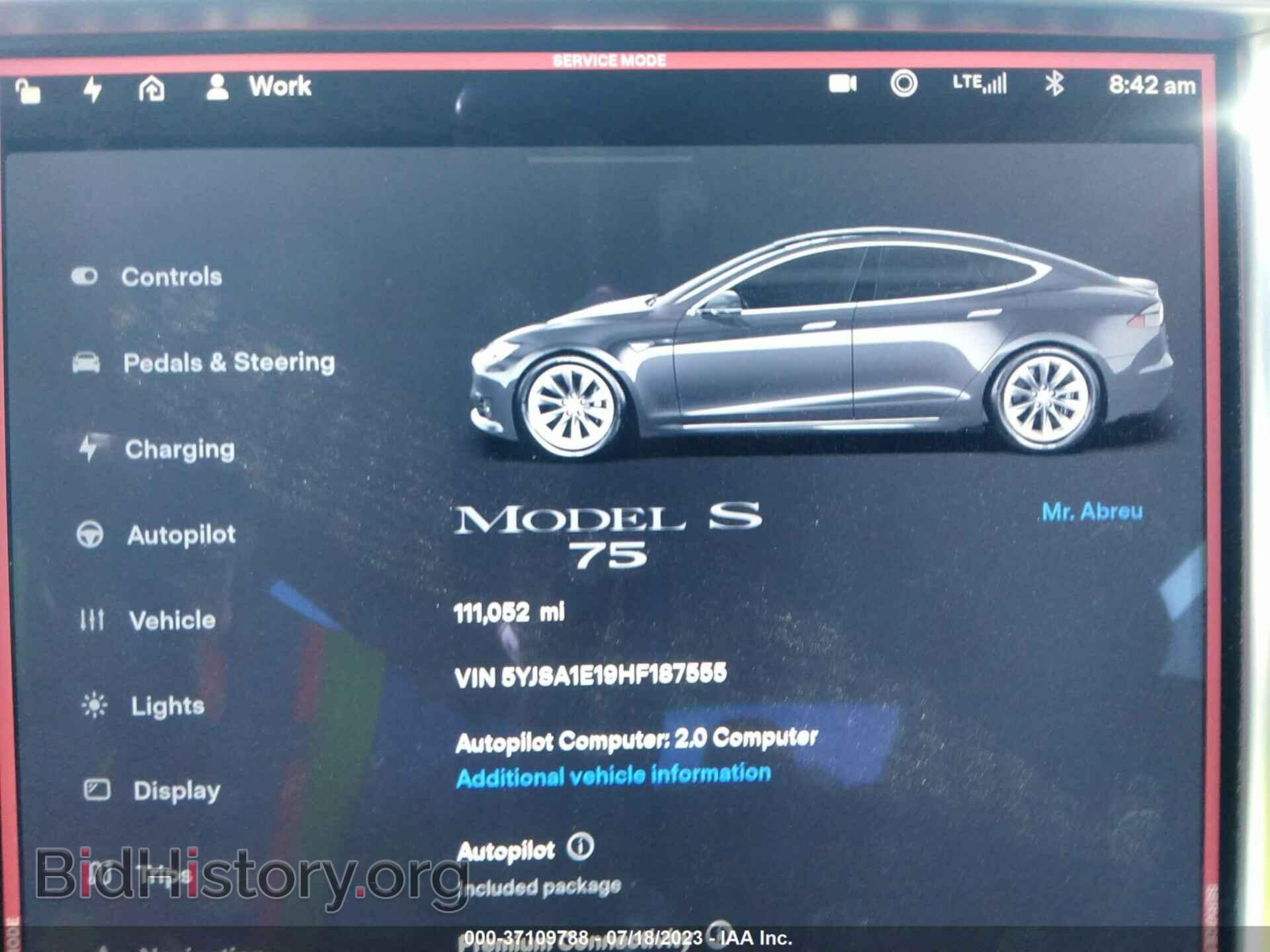 2017 TESLA MODEL S - VIN: 5YJSA1E19HF187555 - Фото 7