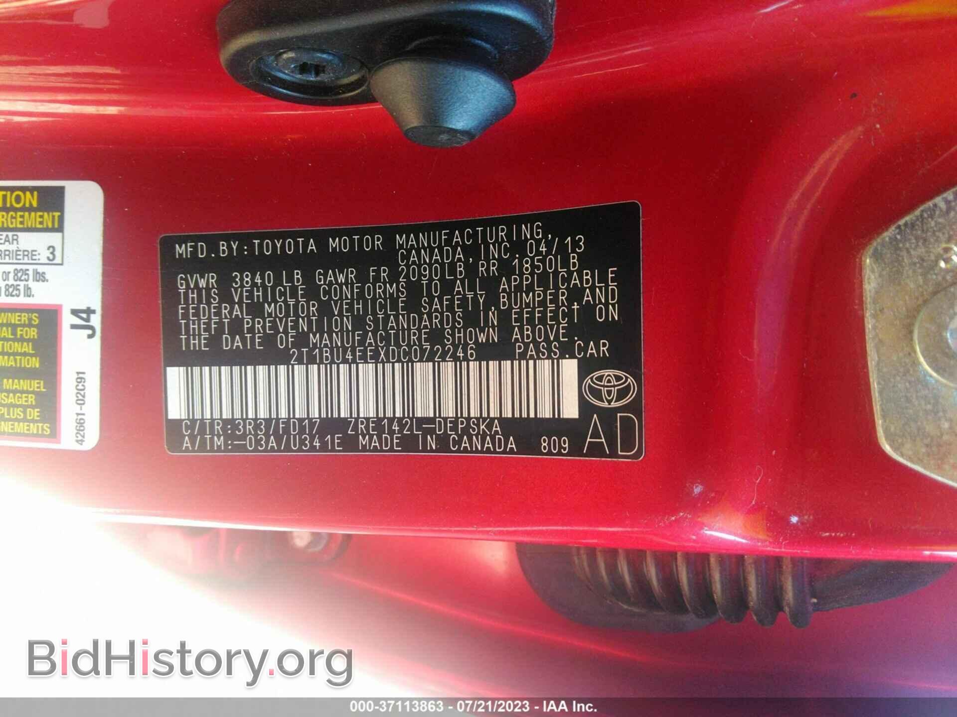 2013 TOYOTA COROLLA - VIN: 2T1BU4EEXDC072246 - Фото 9
