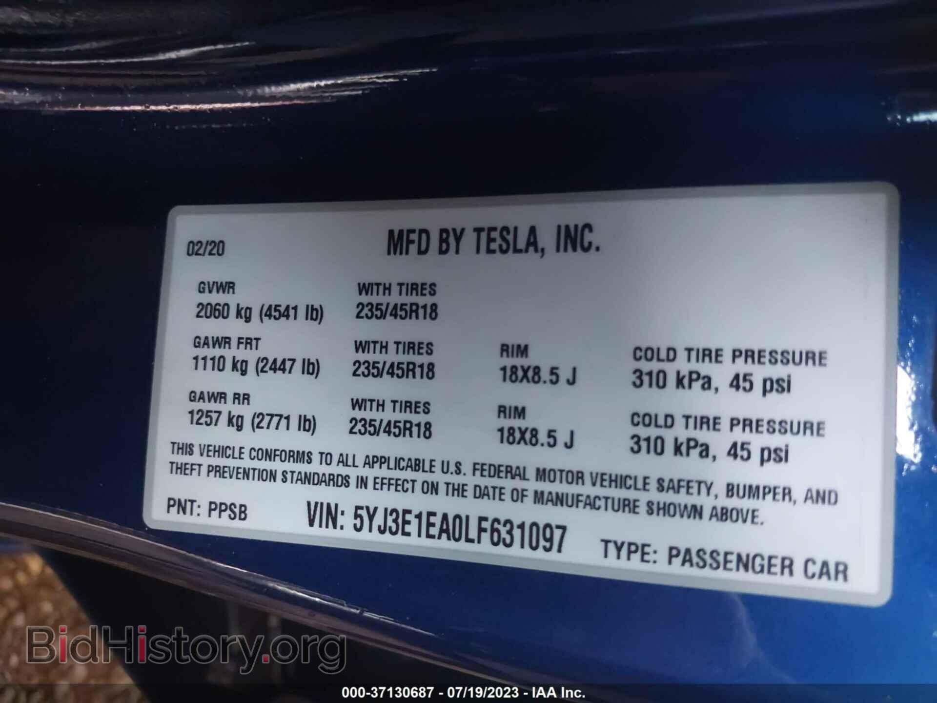 2020 TESLA MODEL 3 - VIN: 5YJ3E1EA0LF631097 - Photo 9
