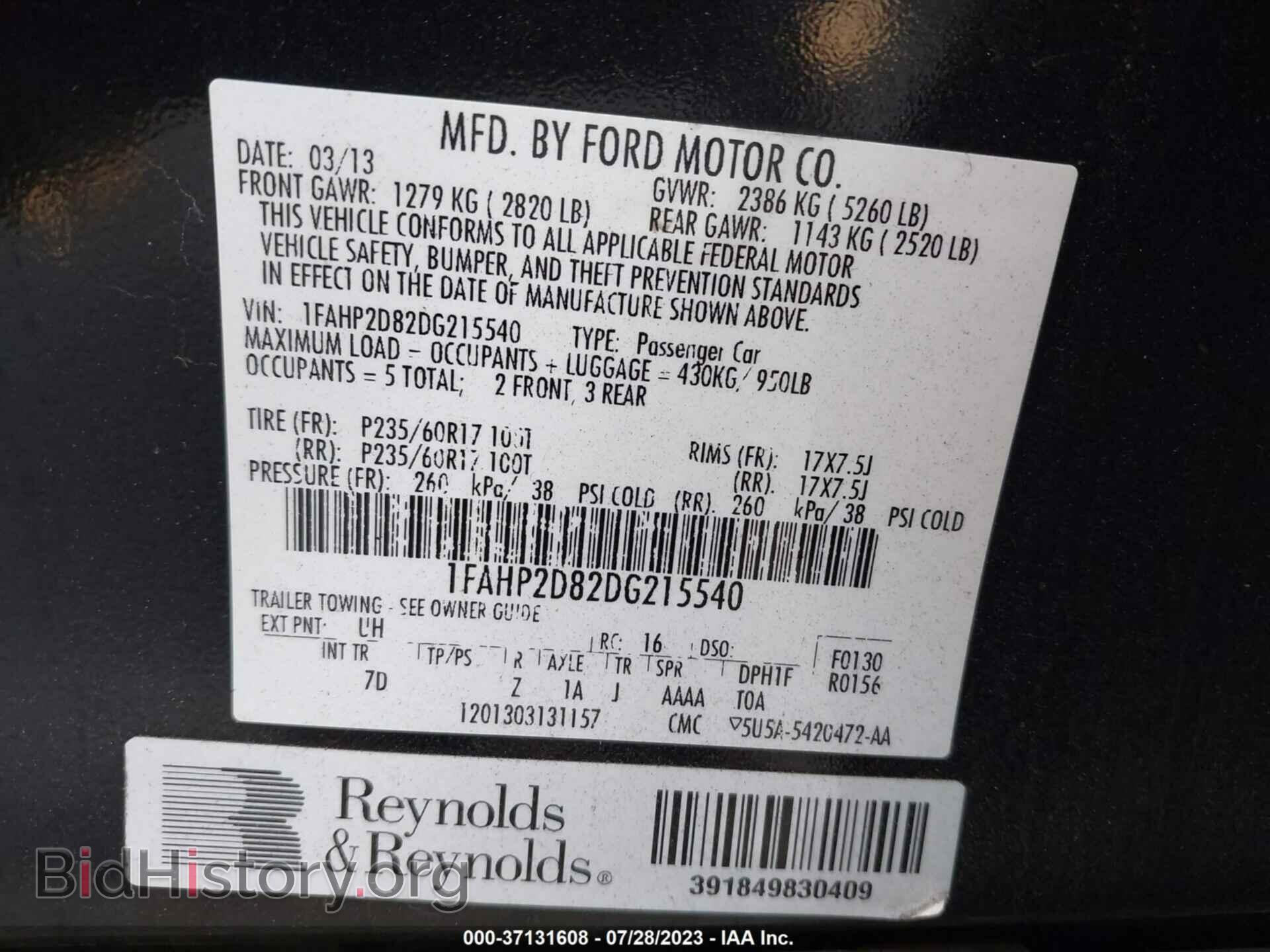 2013 FORD TAURUS - VIN: 1FAHP2D82DG215540 - Photo 9