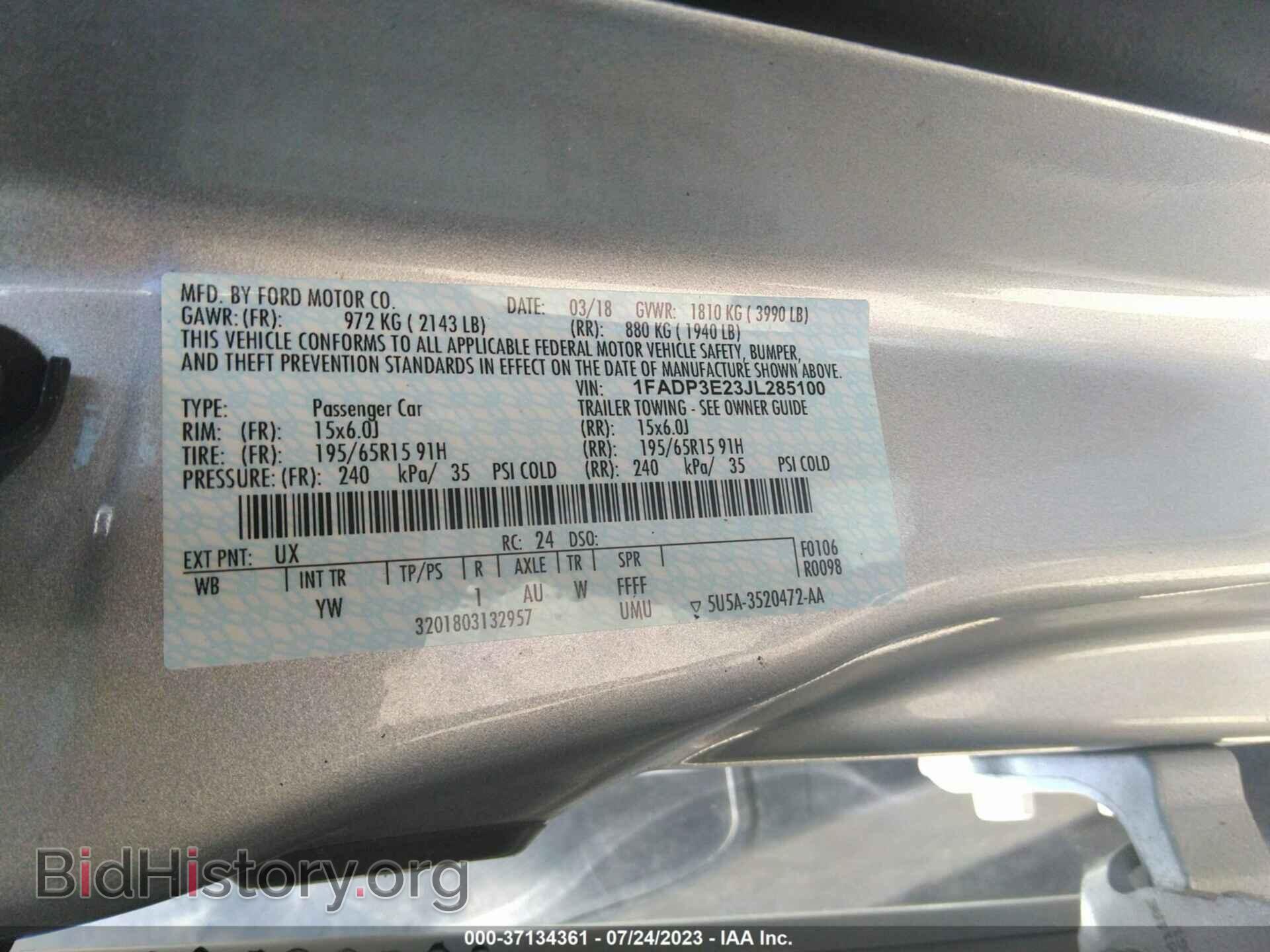 2018 FORD FOCUS - VIN: 1FADP3E23JL285100 - Фото 9