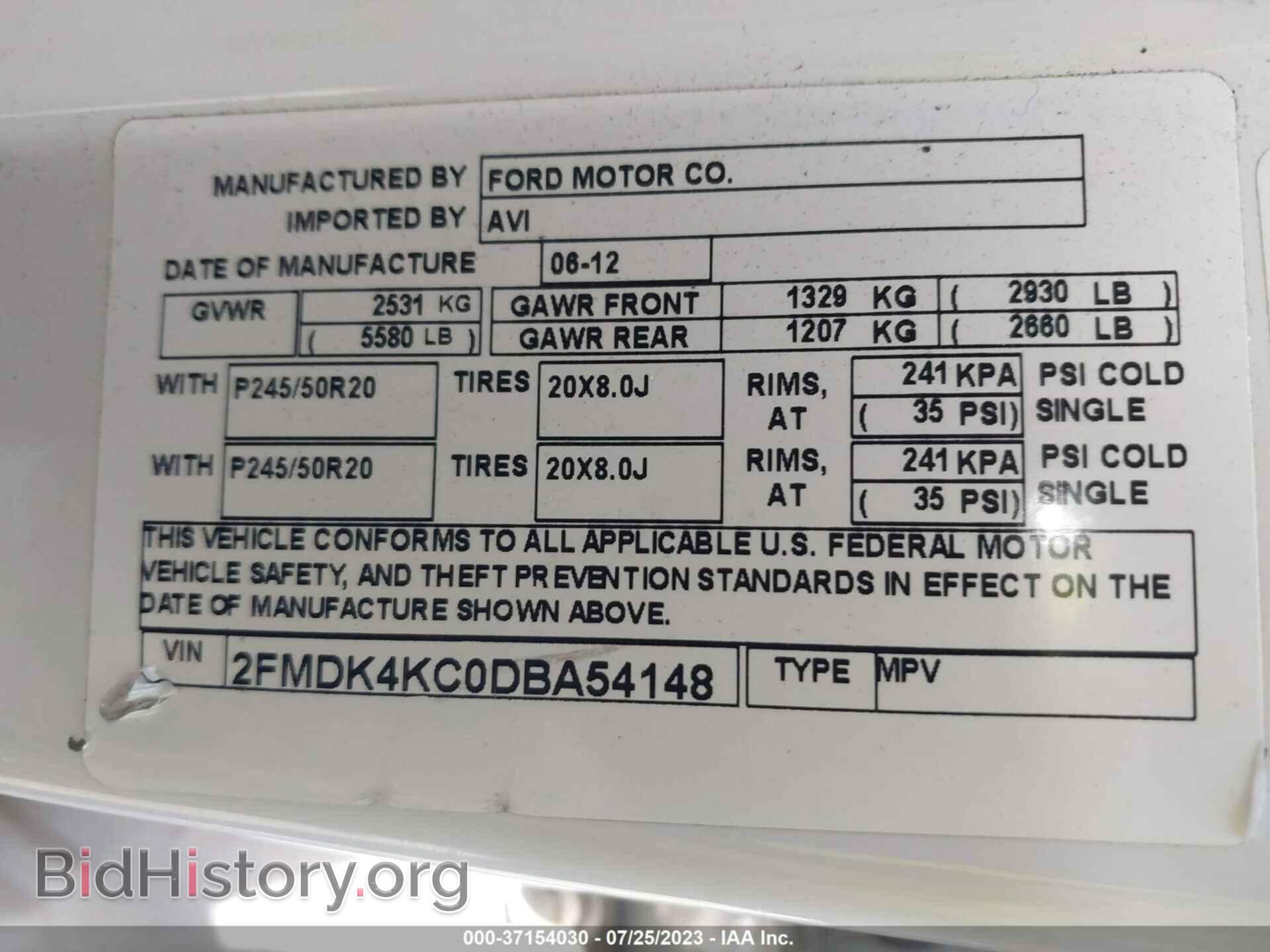 2013 FORD EDGE - VIN: 2FMDK4KC0DBA54148 - Фото 9