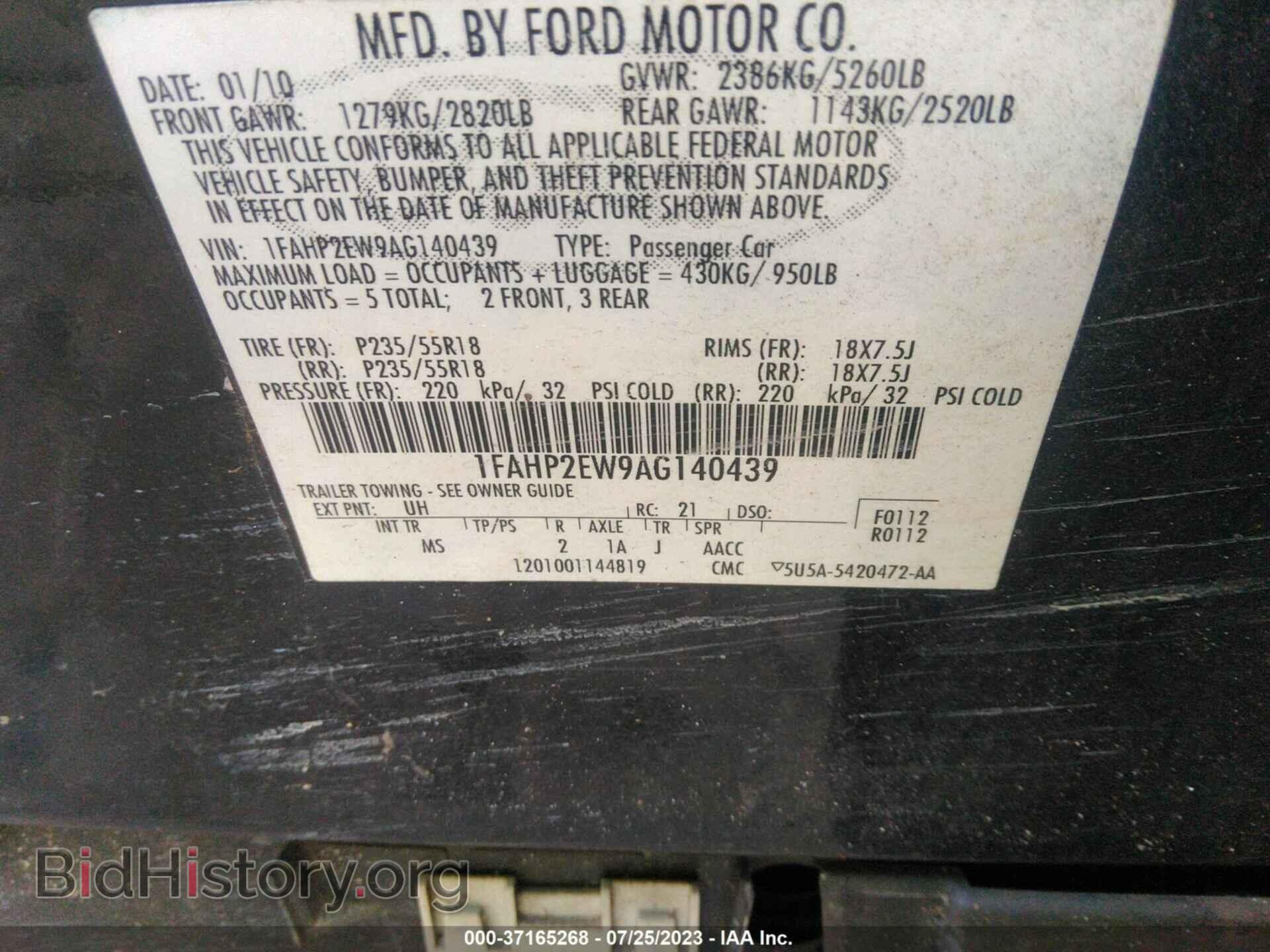 2010 FORD TAURUS - VIN: 1FAHP2EW9AG140439 - Photo 9