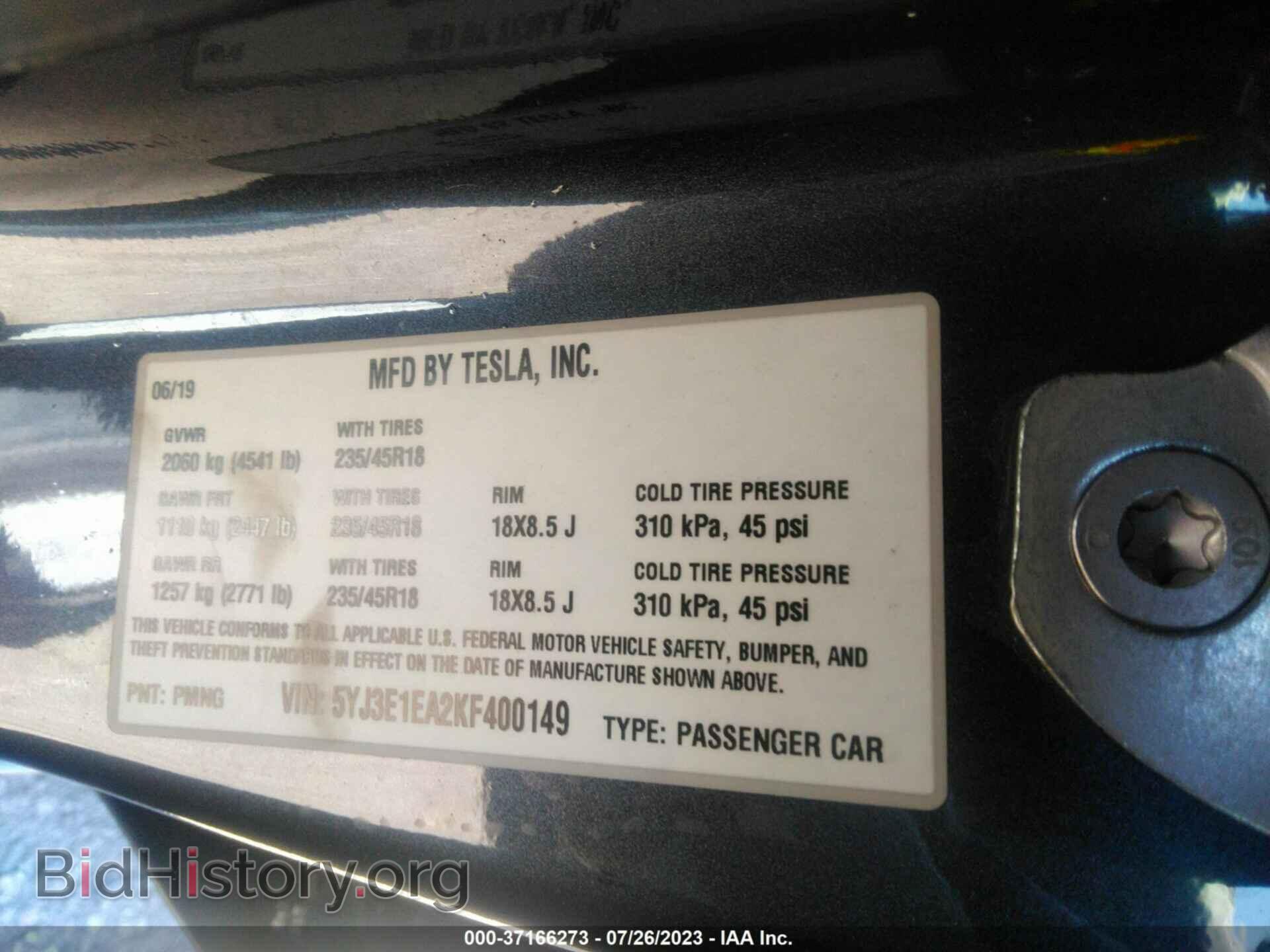 2019 TESLA MODEL 3 - VIN: 5YJ3E1EA2KF400149 - Photo 9