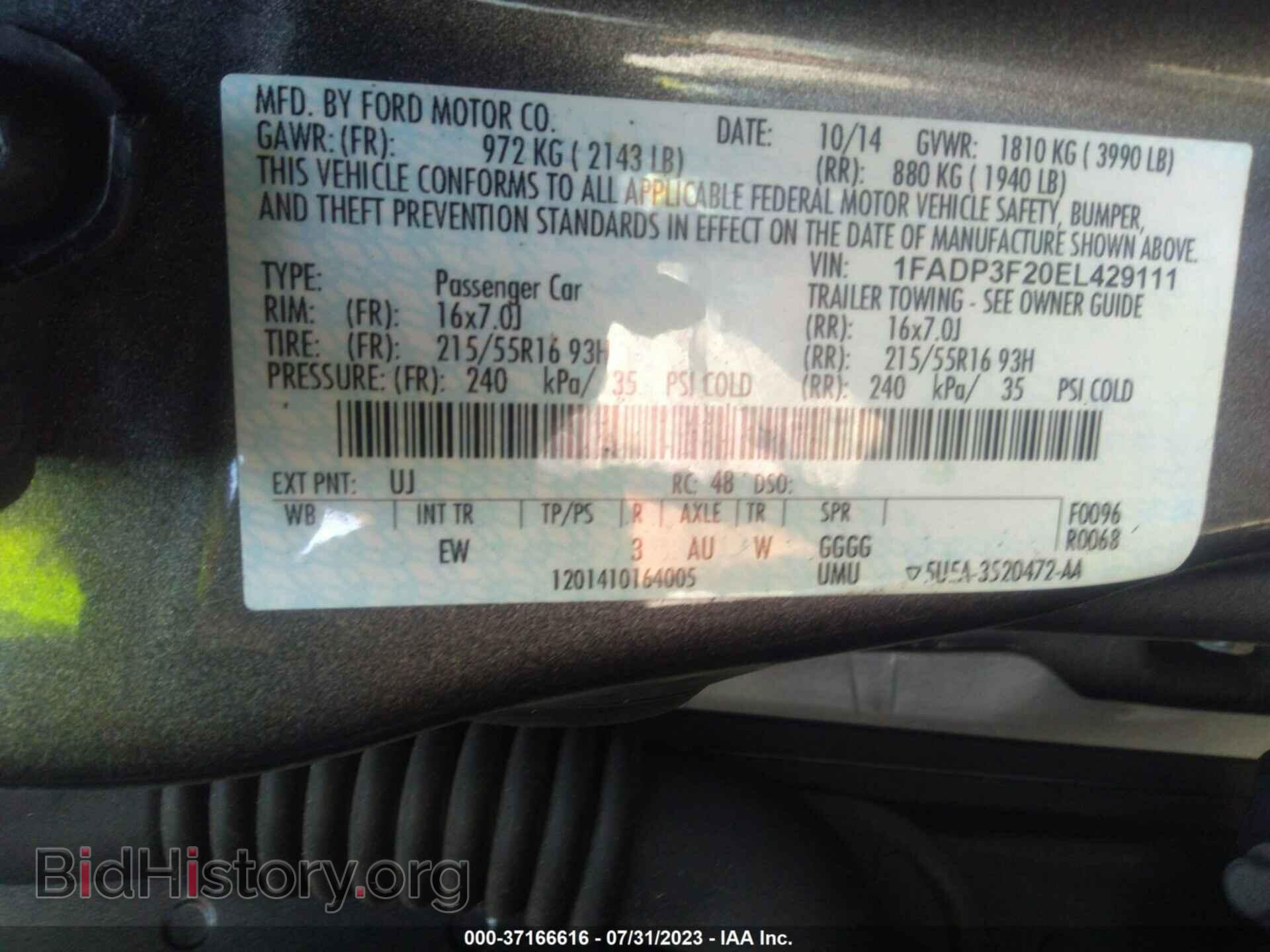 2014 FORD FOCUS - VIN: 1FADP3F20EL429111 - Фото 9