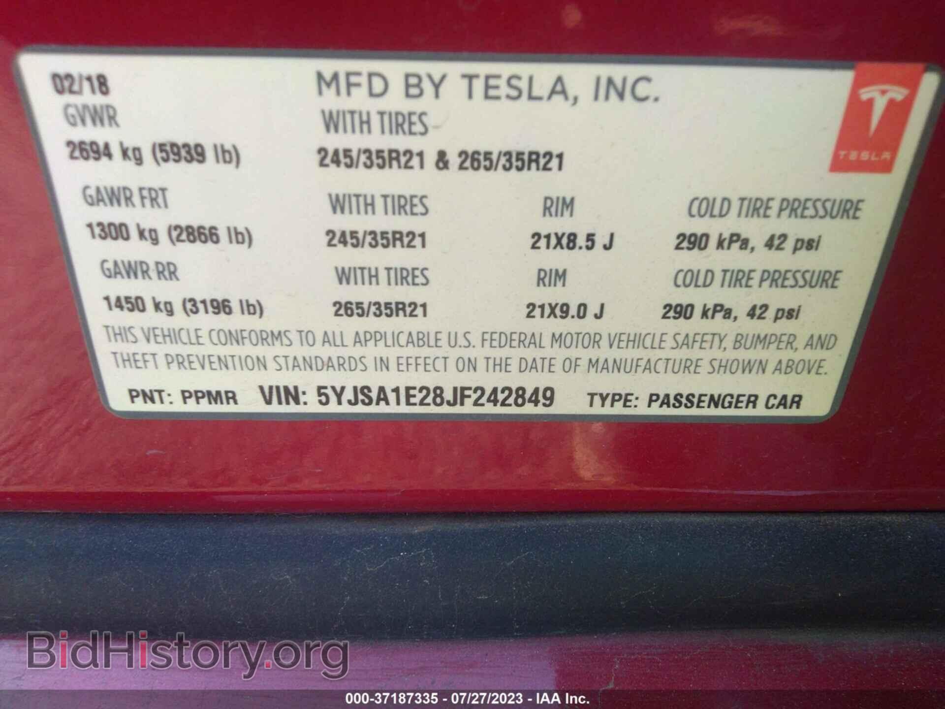 2018 TESLA MODEL S - VIN: 5YJSA1E28JF242849 - Photo 9