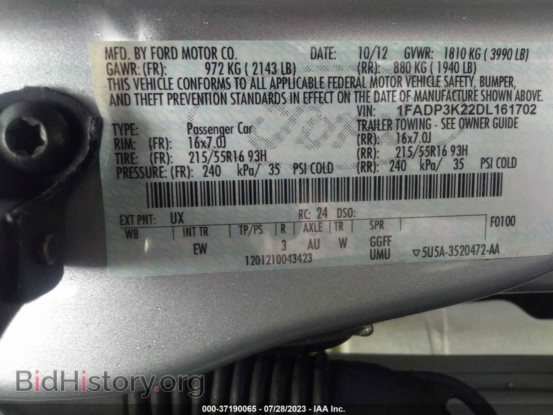 2013 FORD FOCUS - VIN: 1FADP3K22DL161702 - Фото 9