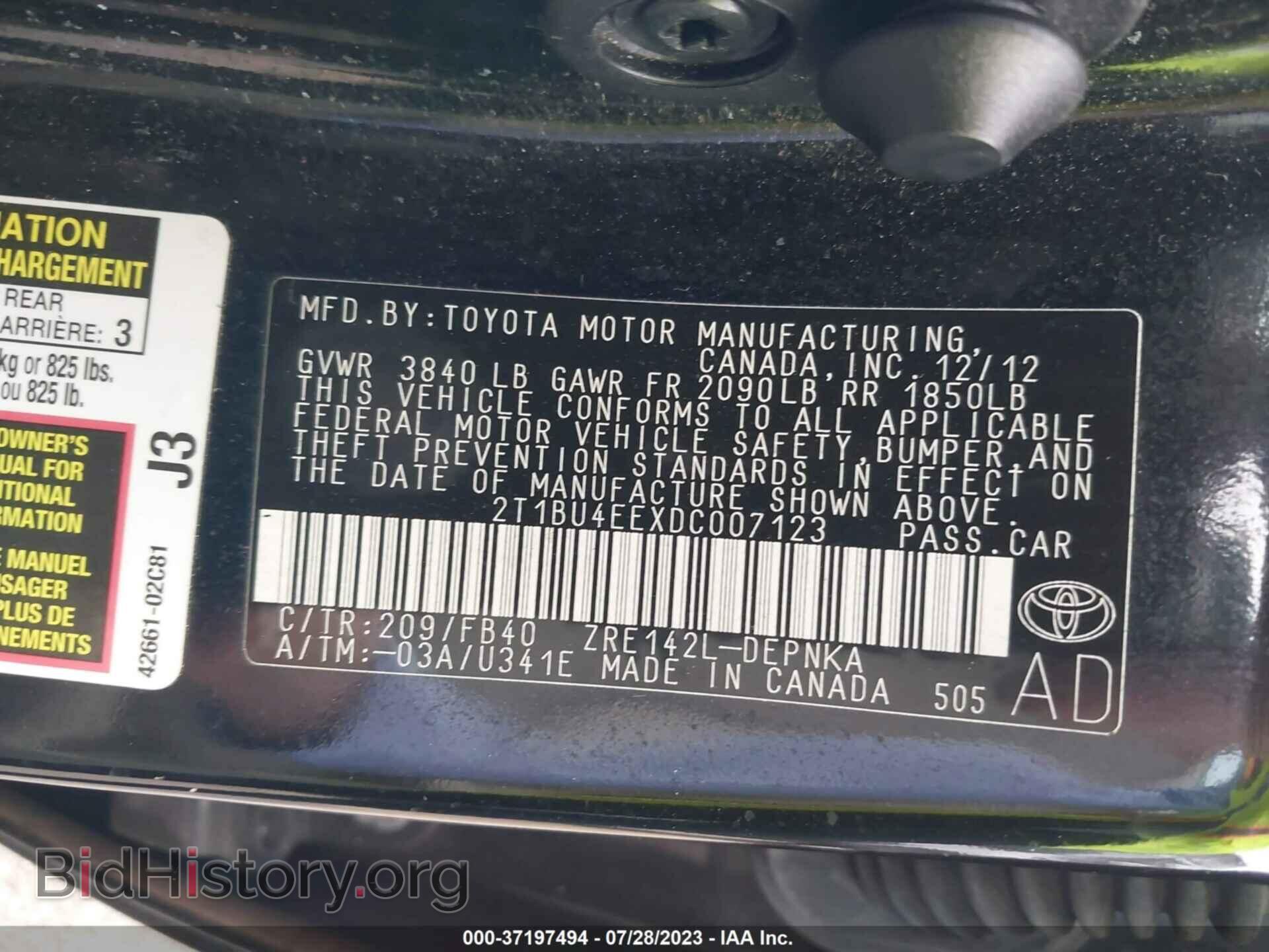 2013 TOYOTA COROLLA - VIN: 2T1BU4EEXDC007123 - Фото 9