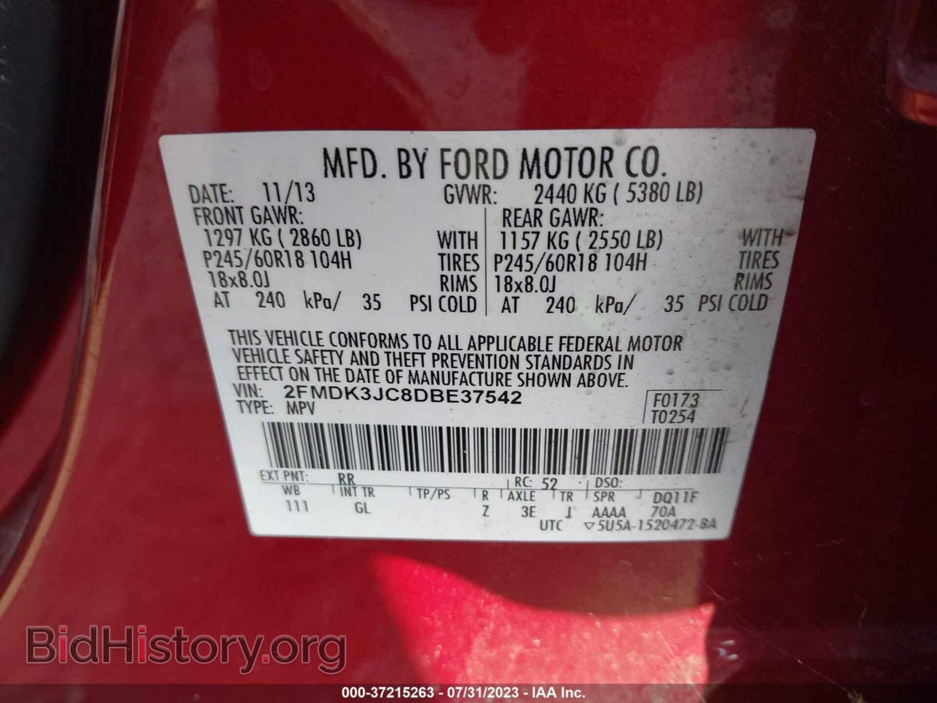 2013 FORD EDGE - VIN: 2FMDK3JC8DBE37542 - Photo 9