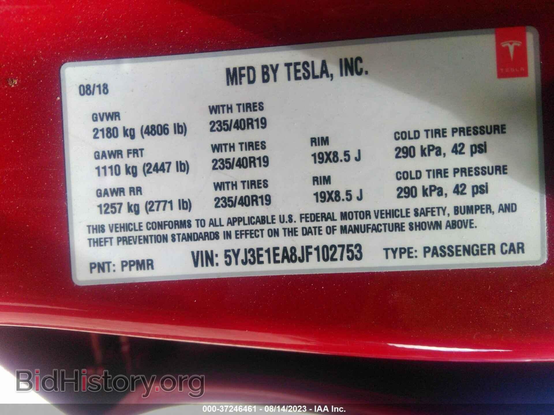 2018 TESLA MODEL 3 - VIN: 5YJ3E1EA8JF102753 - Фото 9