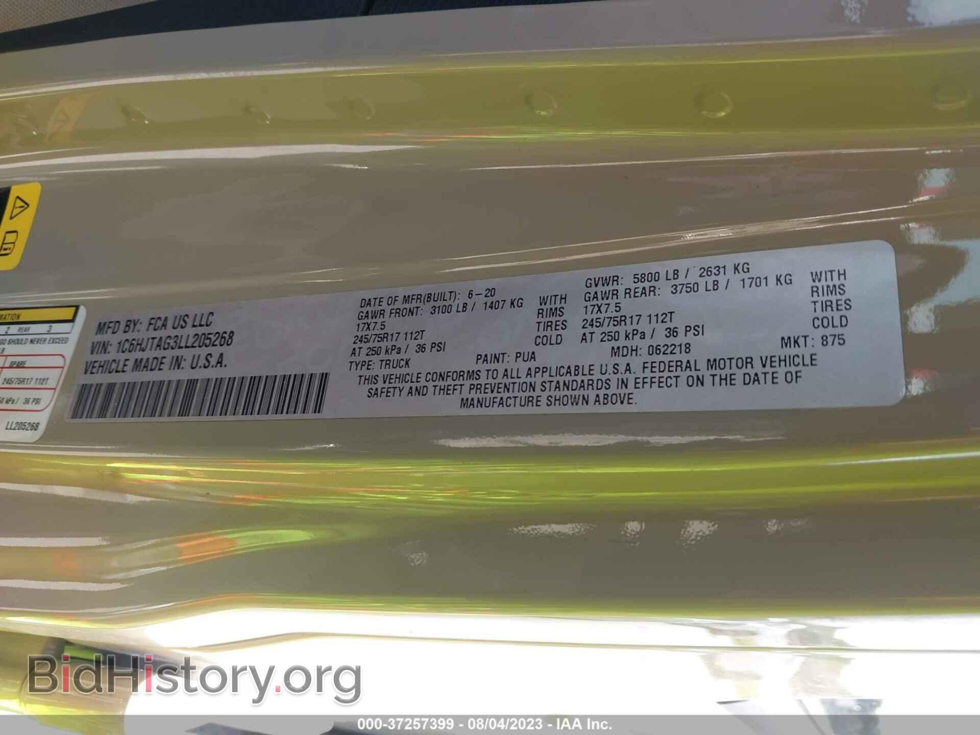 2020 JEEP GLADIATOR - VIN: 1C6HJTAG3LL205268 - Фото 9