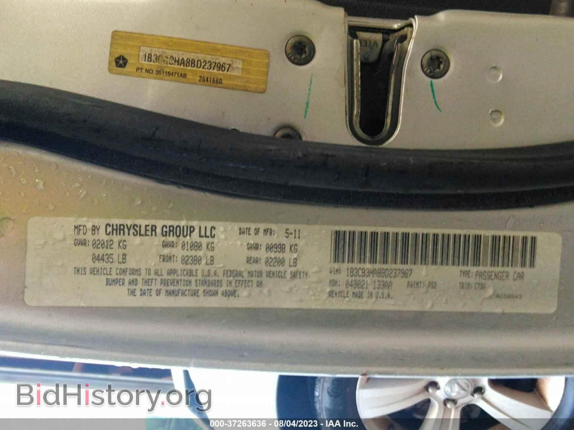 2011 DODGE CALIBER - VIN: 1B3CB3HA8BD237967 - Фото 9
