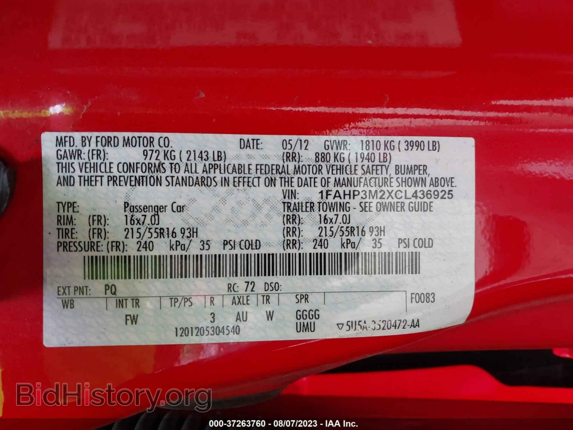 2012 FORD FOCUS - VIN: 1FAHP3M2XCL436925 - Фото 9