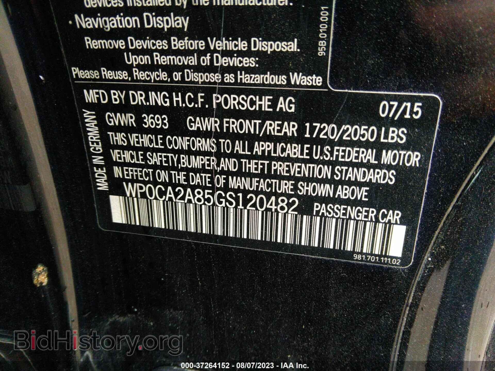 2016 PORSCHE BOXSTER - VIN: WP0CA2A85GS120482 - Photo 9