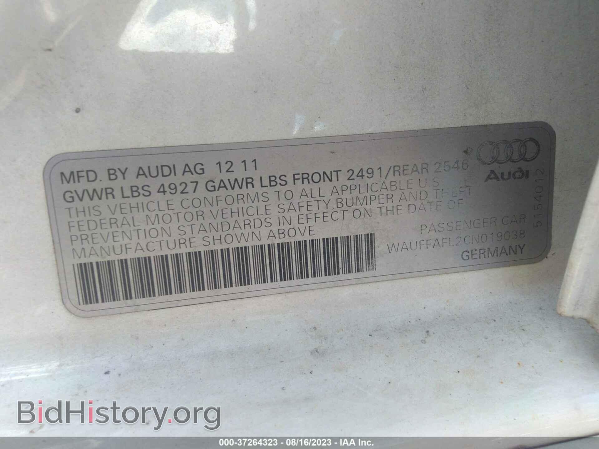 2012 AUDI A4 - VIN: WAUFFAFL2CN019038 - Фото 9