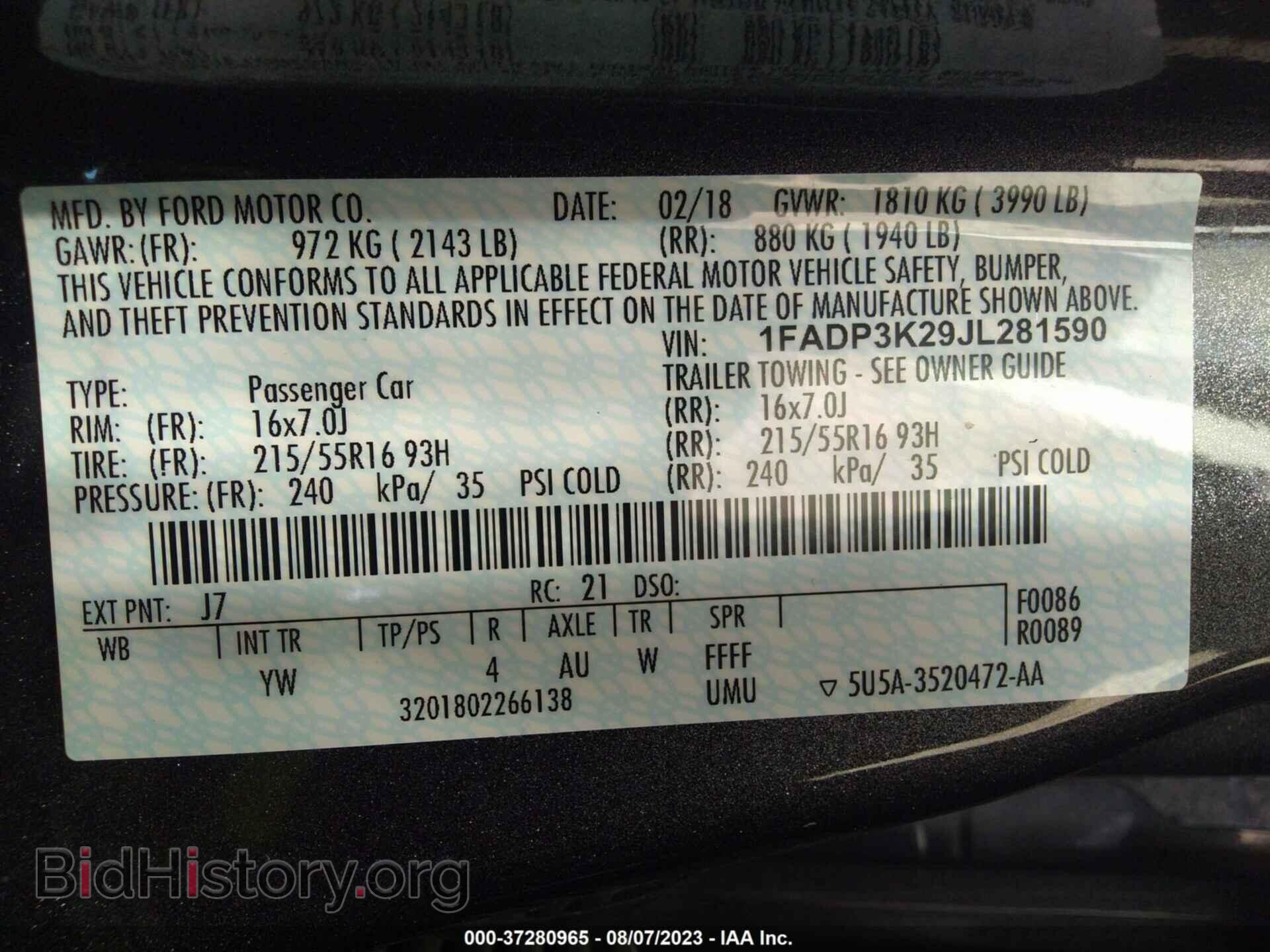 2018 FORD FOCUS - VIN: 1FADP3K29JL281590 - Фото 9