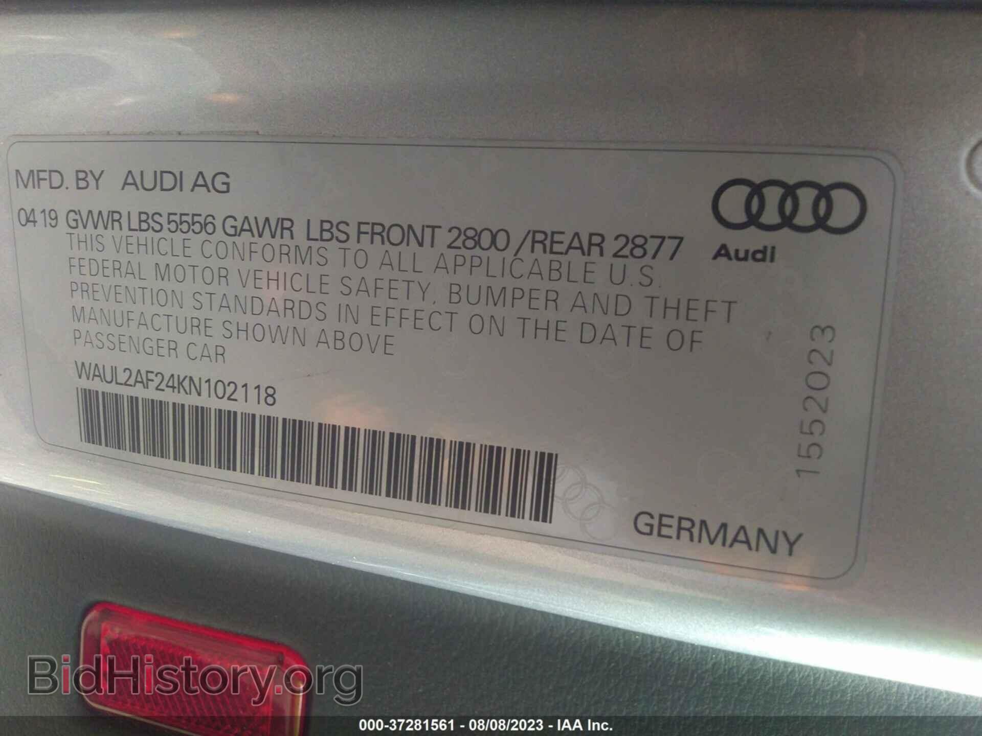 2019 AUDI A6 - VIN: WAUL2AF24KN102118 - Фото 9