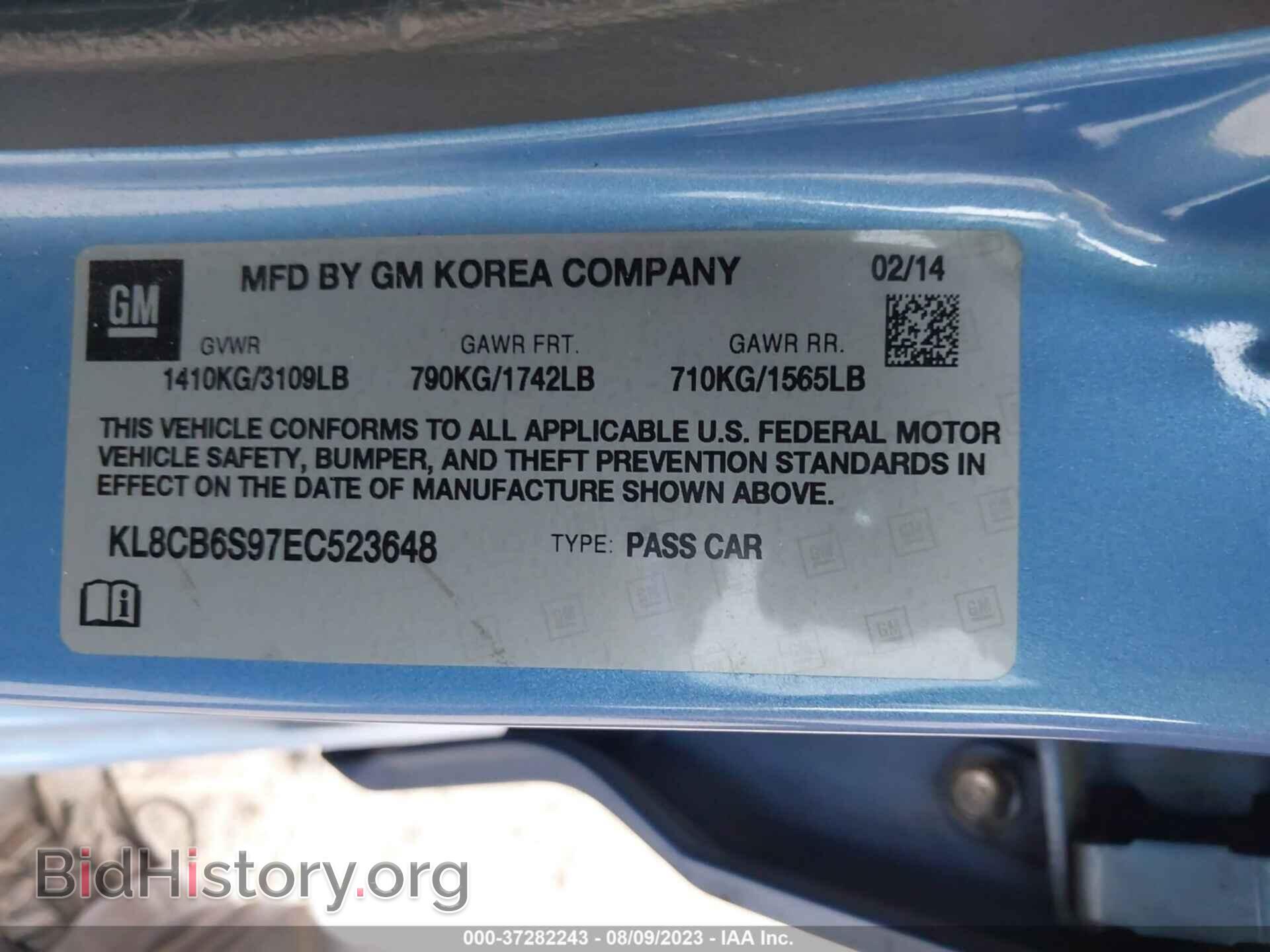 2014 CHEVROLET SPARK - VIN: KL8CB6S97EC523648 - Фото 9
