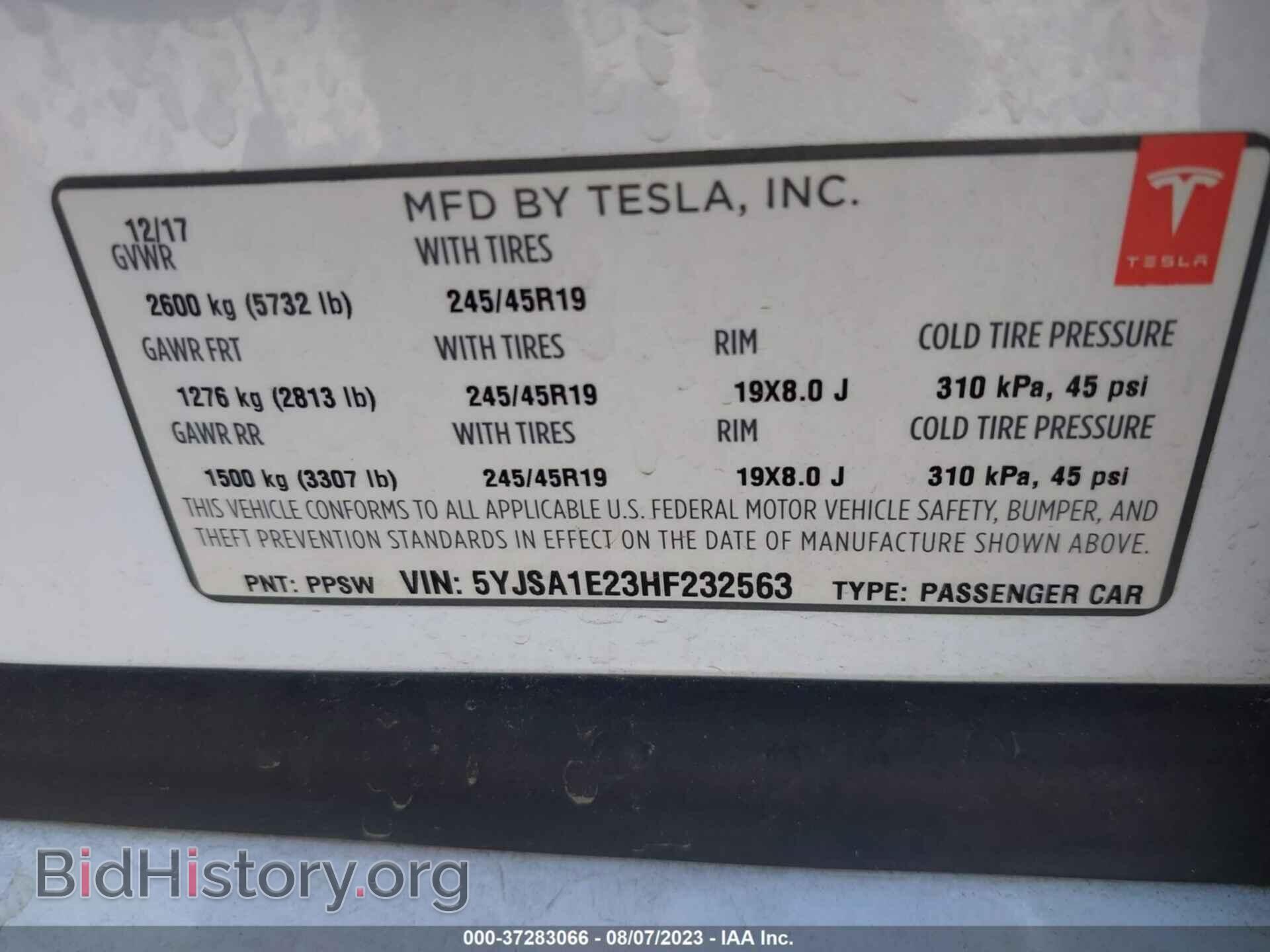 2017 TESLA MODEL S - VIN: 5YJSA1E23HF232563 - Фото 9