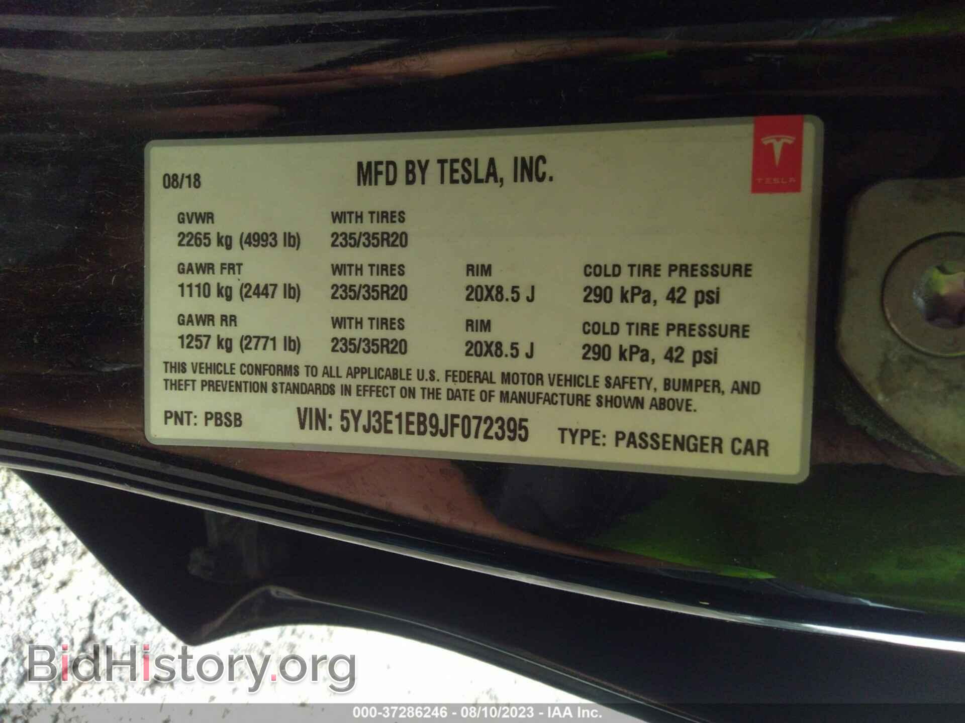 2018 TESLA MODEL 3 - VIN: 5YJ3E1EB9JF072395 - Photo 9