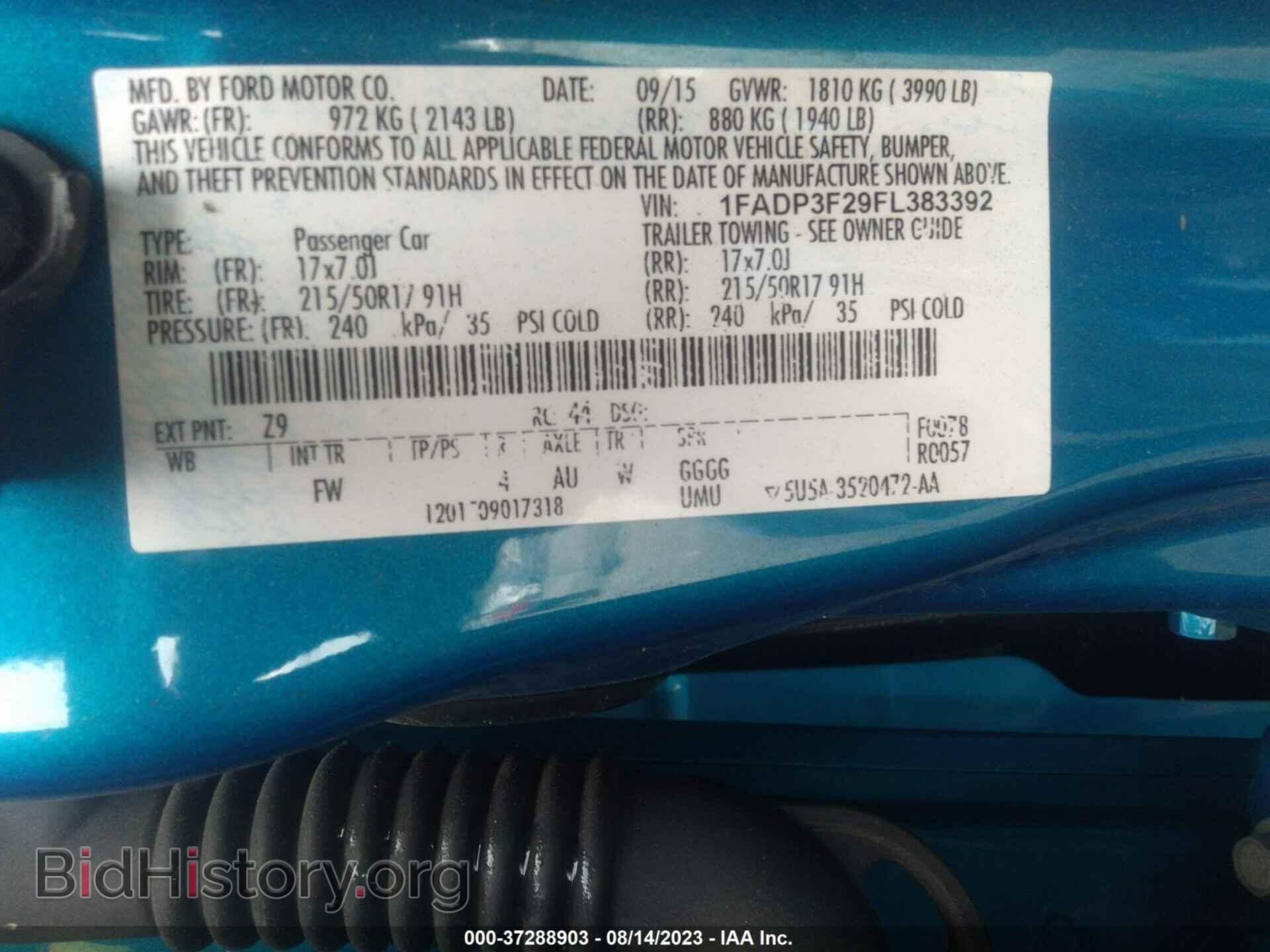 2015 FORD FOCUS - VIN: 1FADP3F29FL383392 - Photo 9