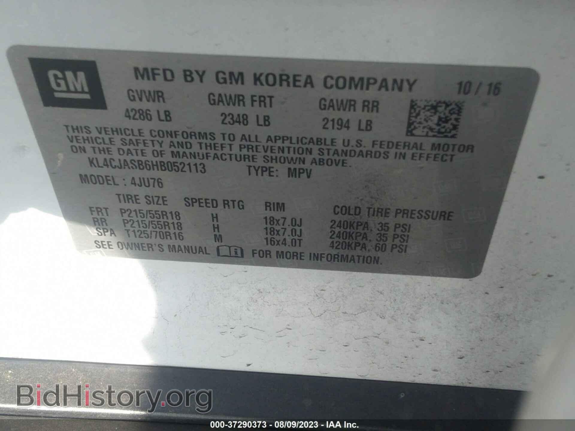 2017 BUICK ENCORE - VIN: KL4CJASB6HB052113 - Photo 9