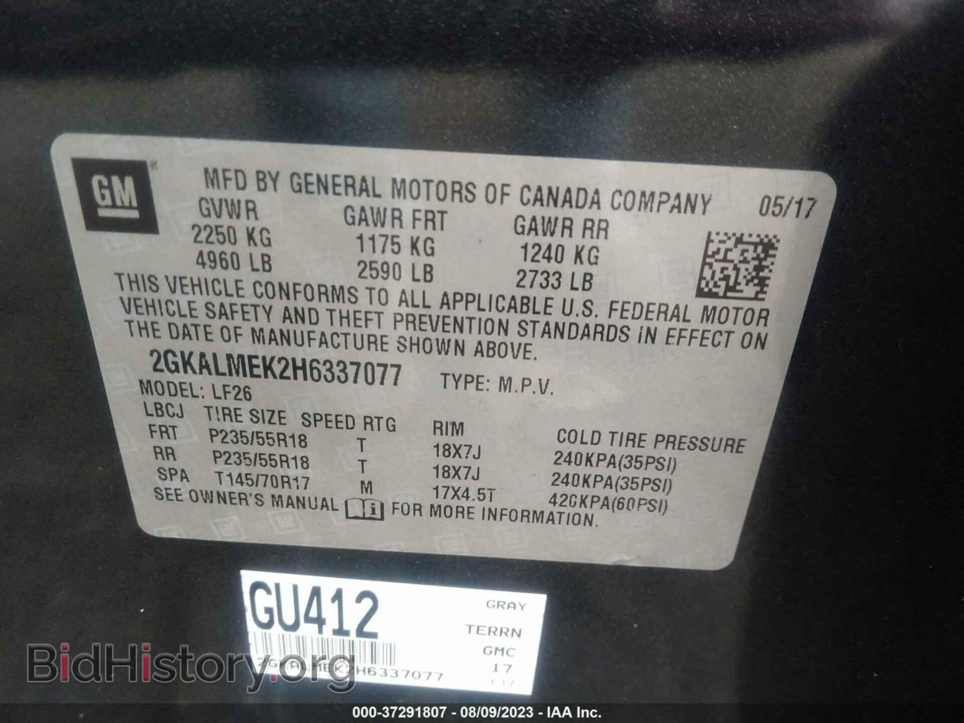 2017 GMC TERRAIN - VIN: 2GKALMEK2H6337077 - Photo 9